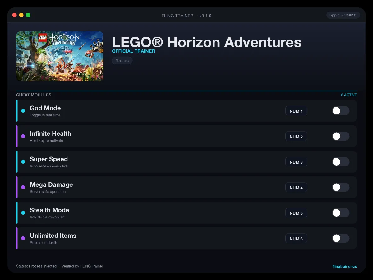 LEGO® Horizon Adventures Trainer interface