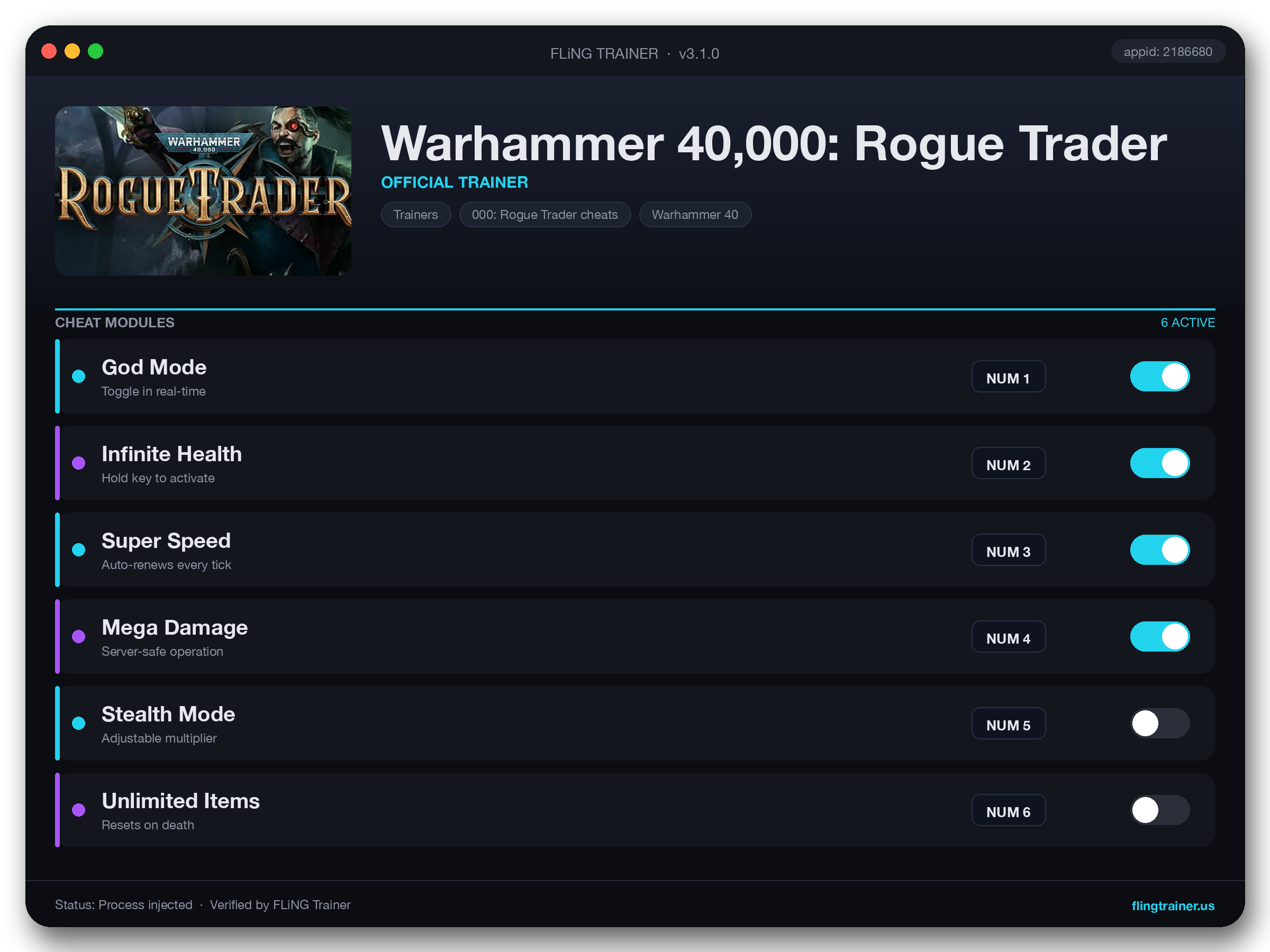 Warhammer 40,000: Rogue Trader Trainer interface