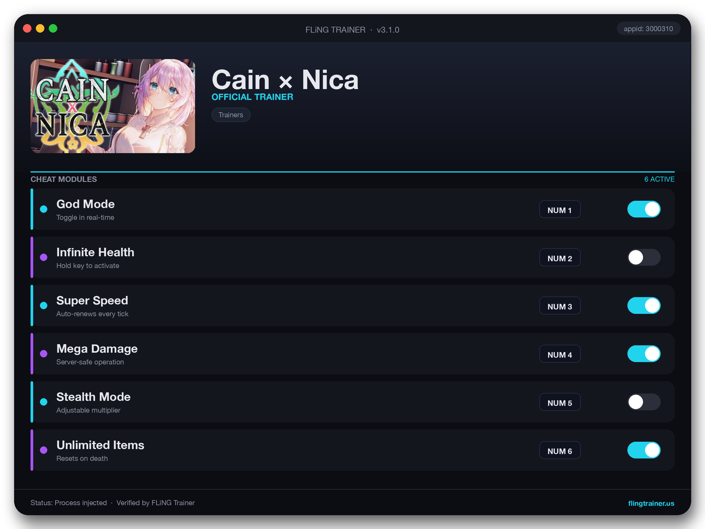 Cain × Nica Trainer interface