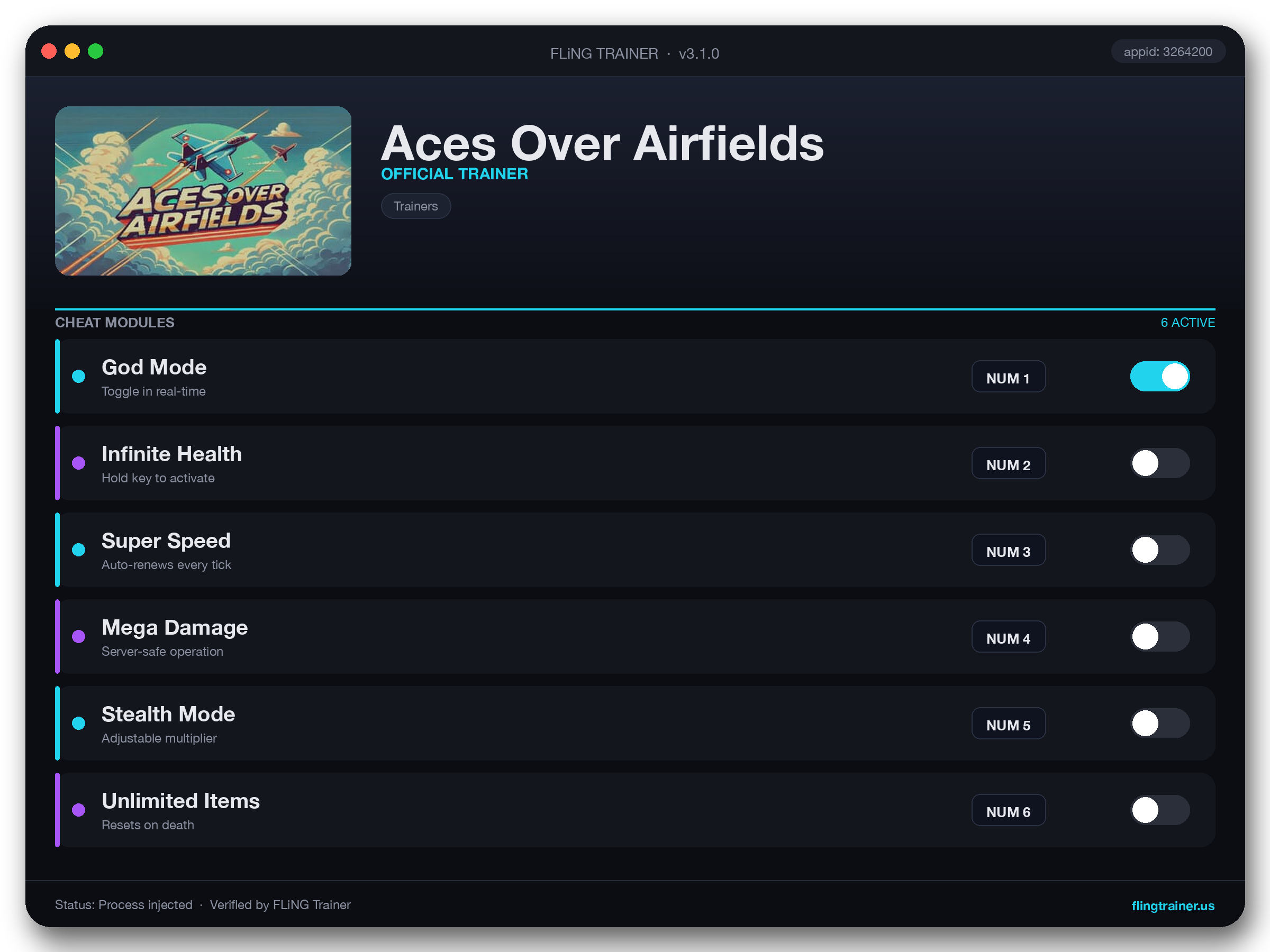 Aces Over Airfields Trainer interface