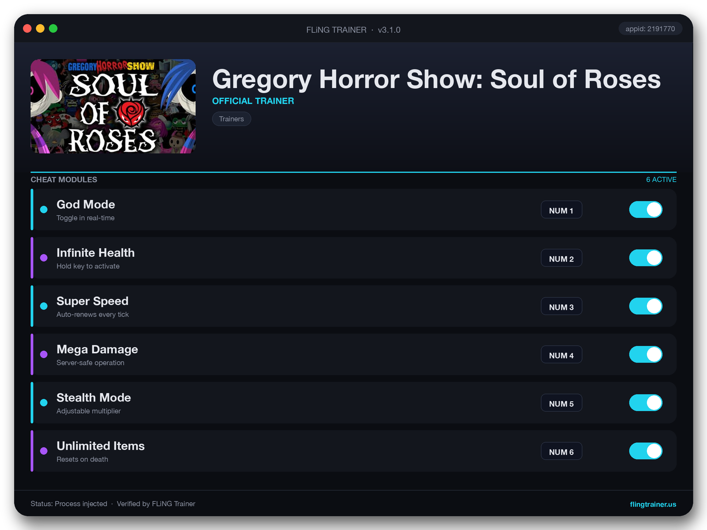 Gregory Horror Show: Soul of Roses Trainer interface