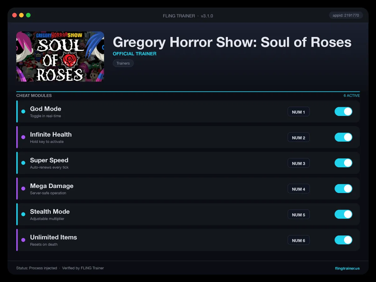 Gregory Horror Show: Soul of Roses Trainer interface