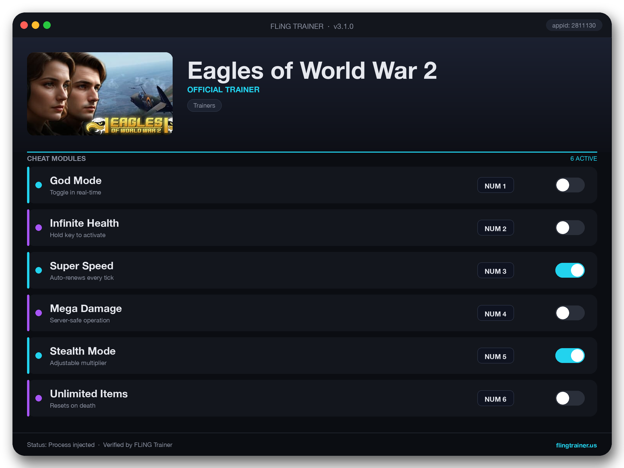 Eagles of World War 2 Trainer interface
