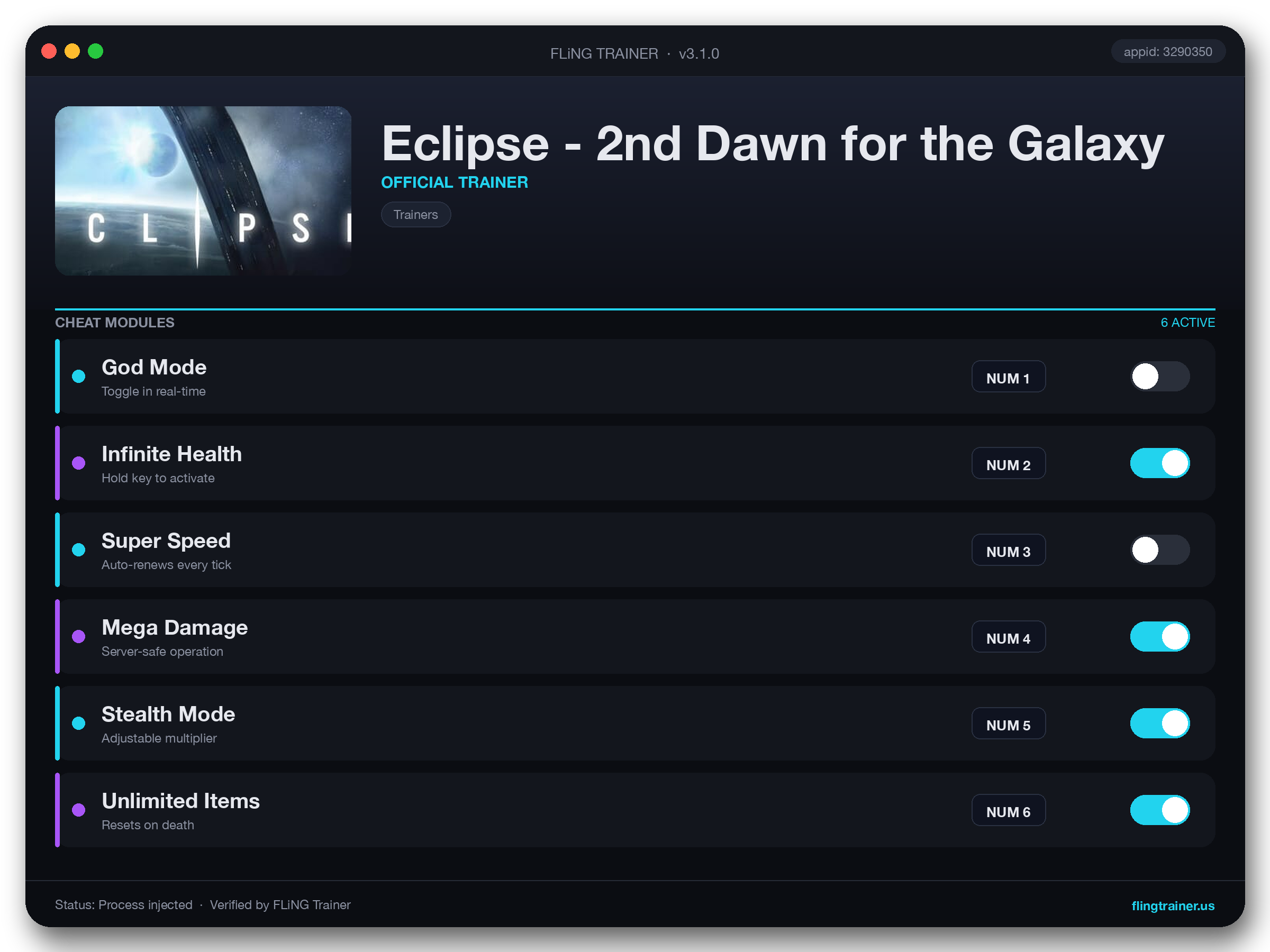 Eclipse - 2nd Dawn for the Galaxy Trainer interface