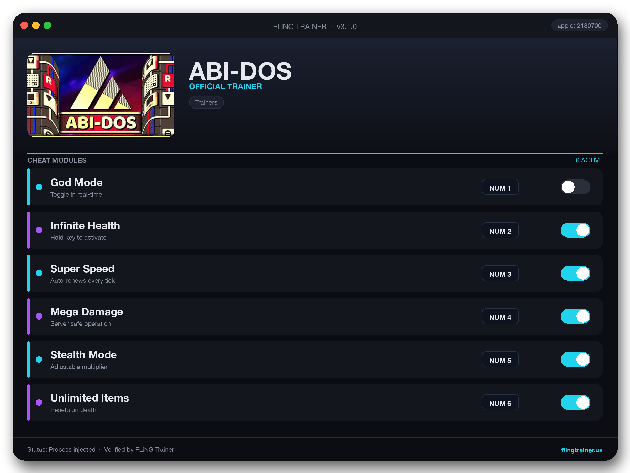 ABI-DOS Trainer interface