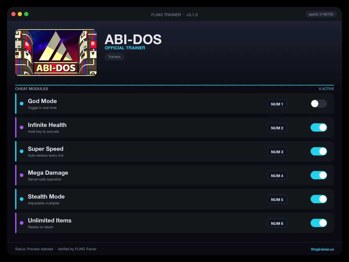 ABI-DOS Trainer interface