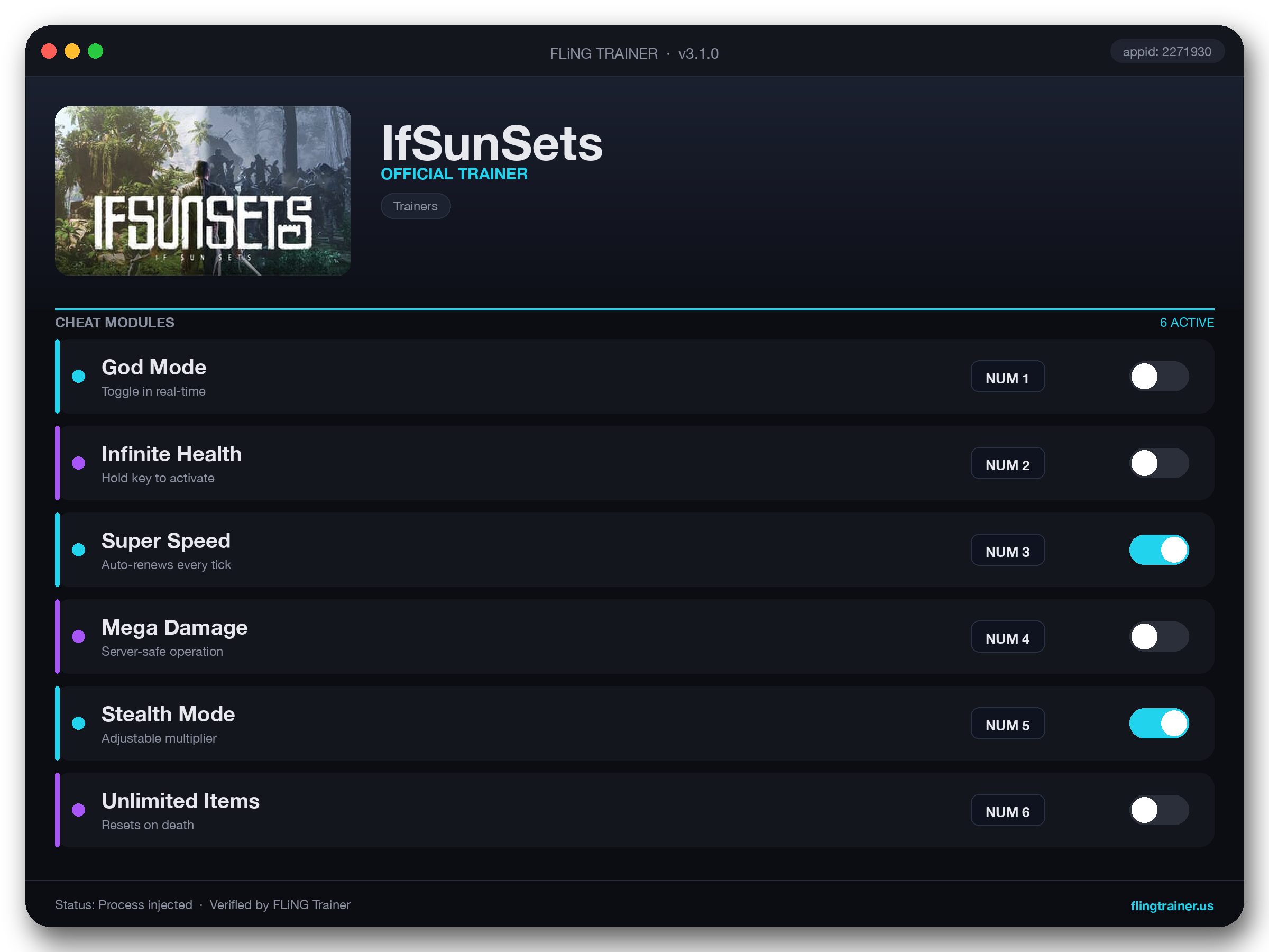 IfSunSets Trainer interface