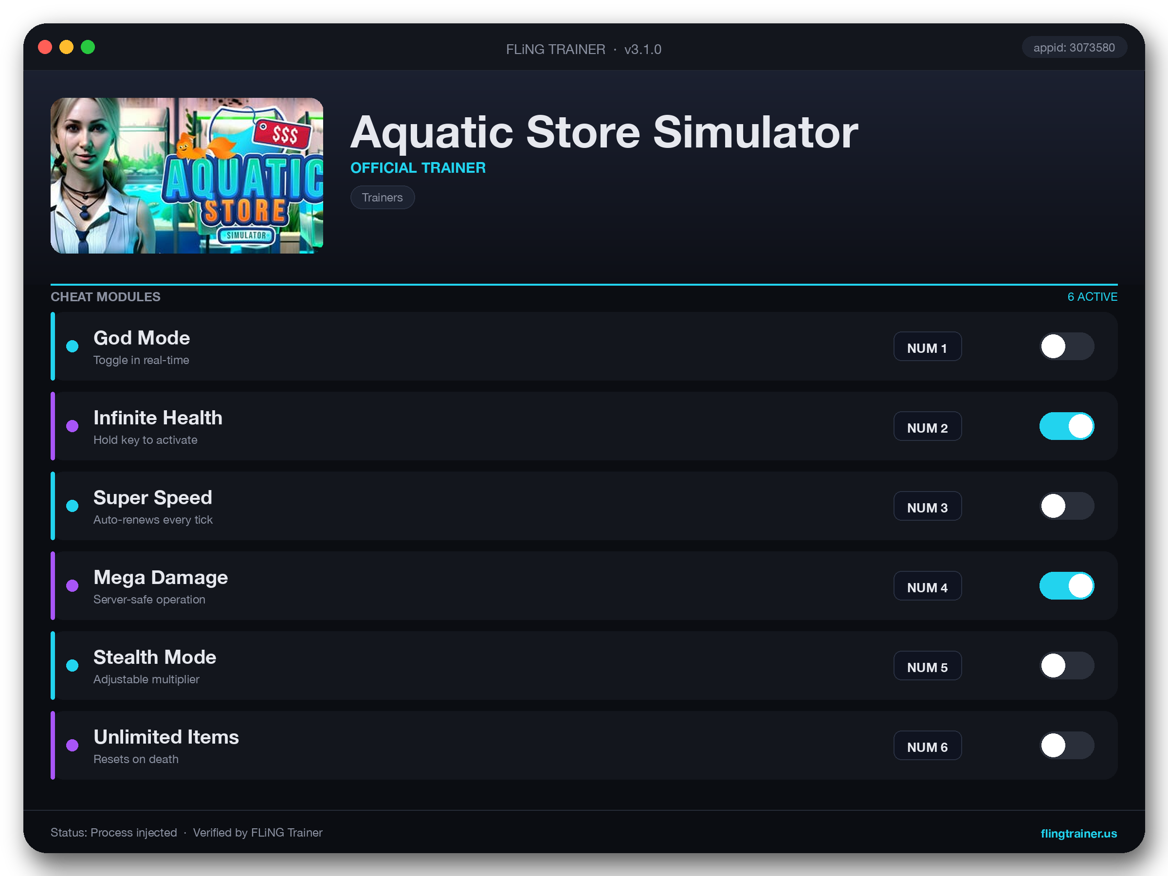 Aquatic Store Simulator Trainer interface