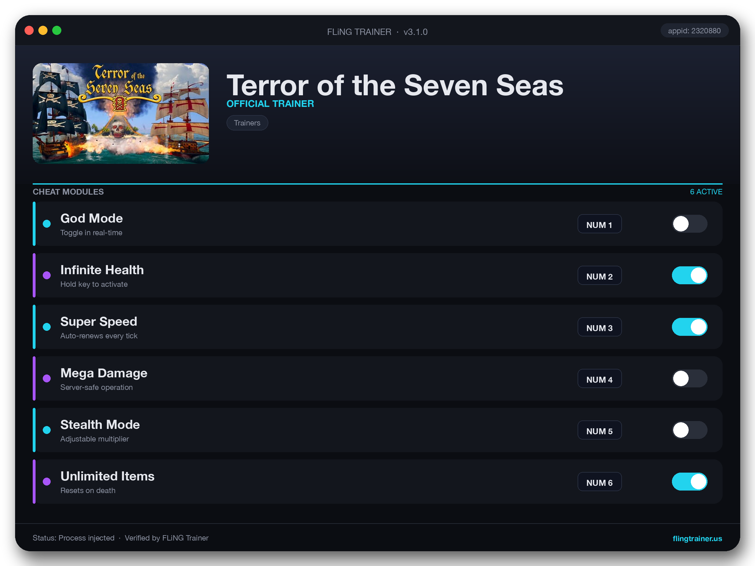 Terror of the Seven Seas Trainer interface