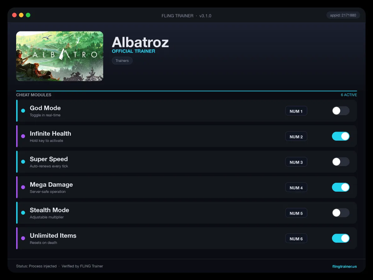 Albatroz Trainer interface