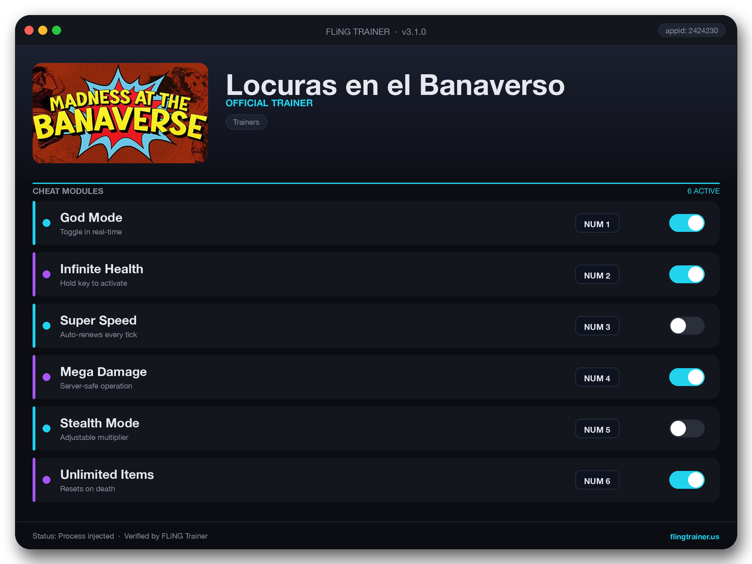 Locuras en el Banaverso Trainer interface