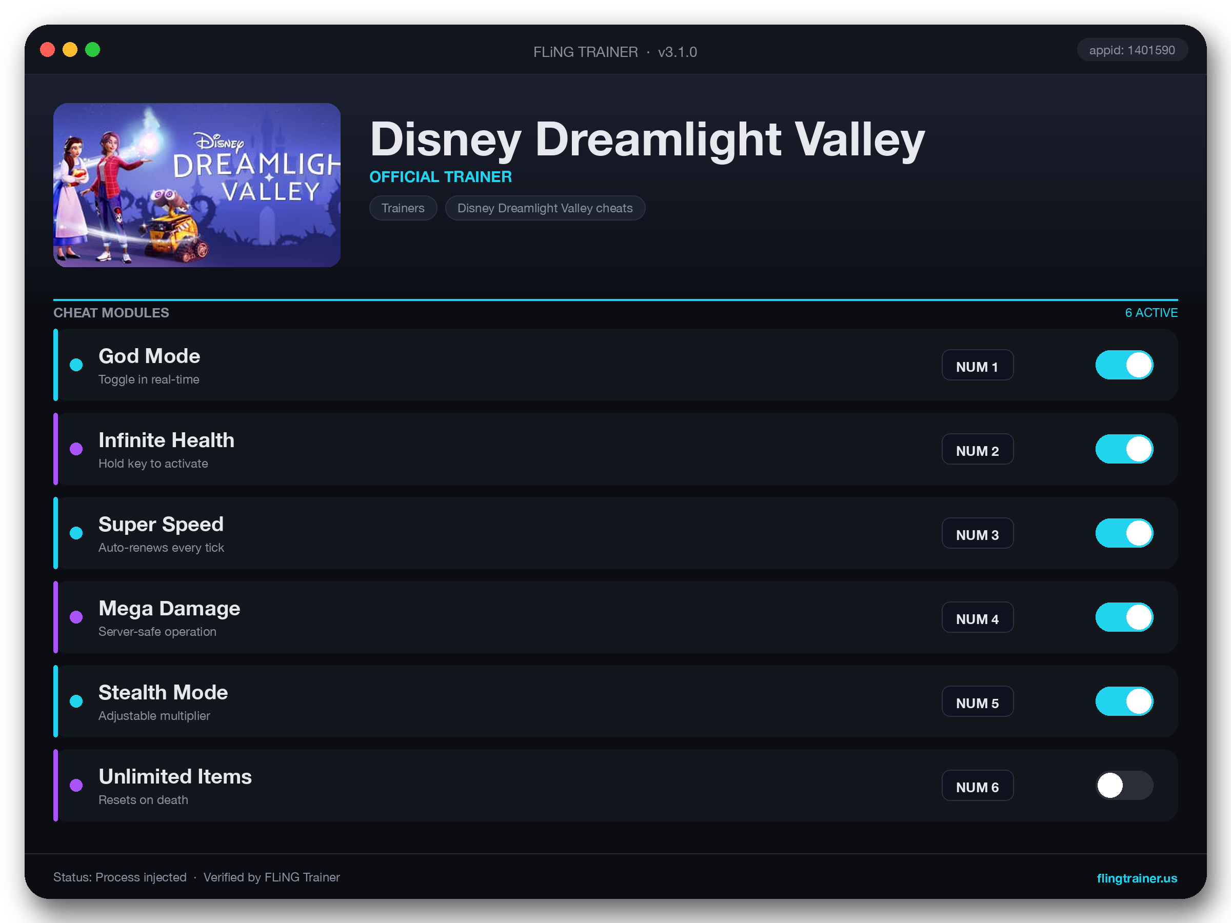 Disney Dreamlight Valley Trainer interface