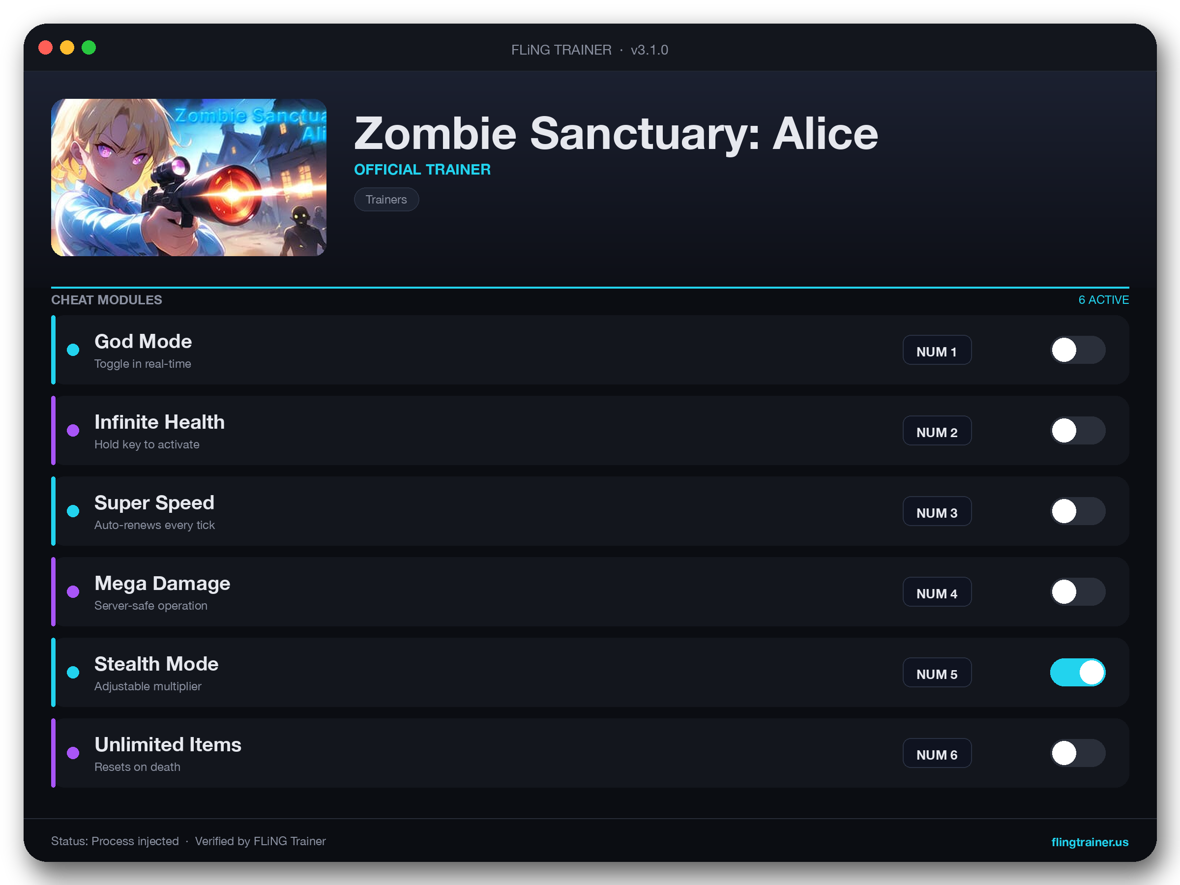 Zombie Sanctuary: Alice Trainer interface