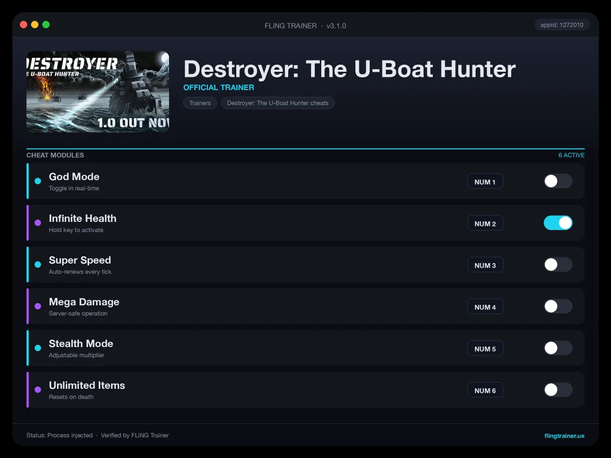 Destroyer: The U-Boat Hunter Trainer interface