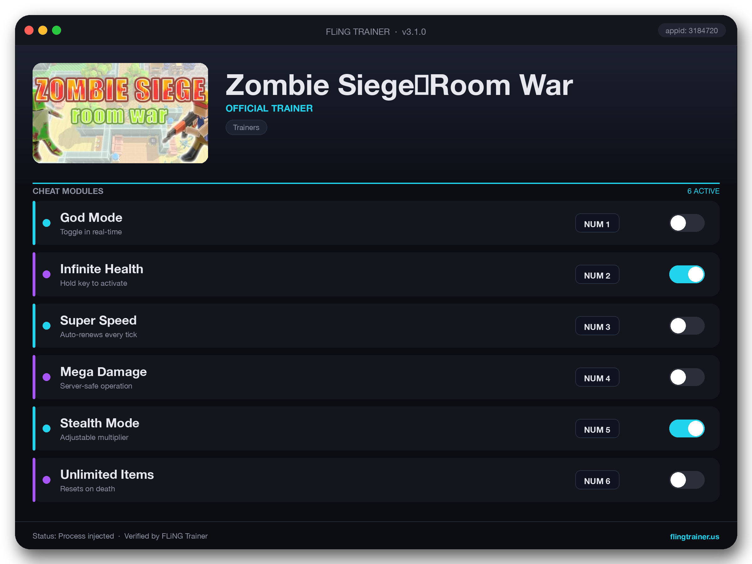 Zombie Siege：Room War Trainer interface