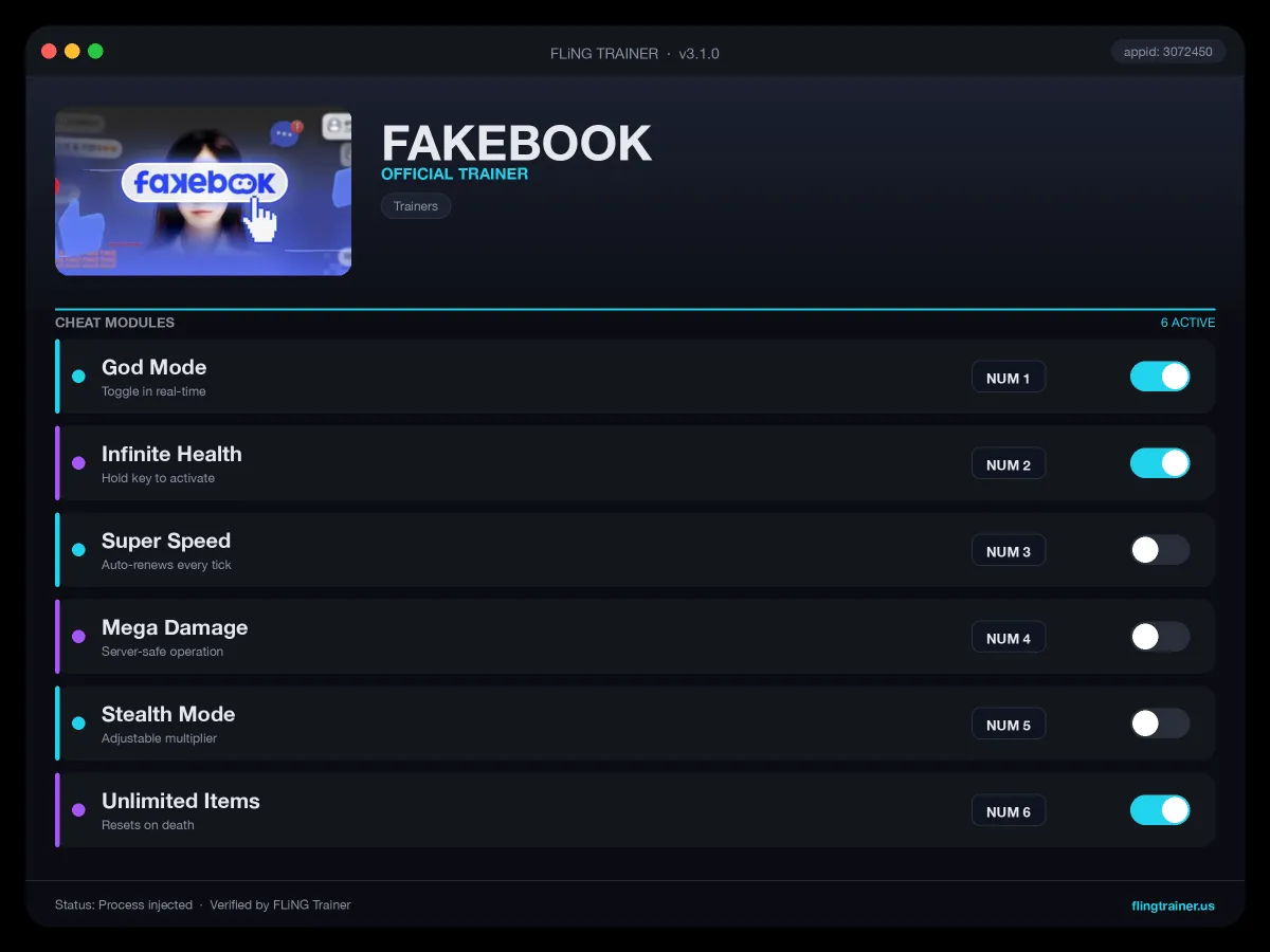 FAKEBOOK Trainer interface