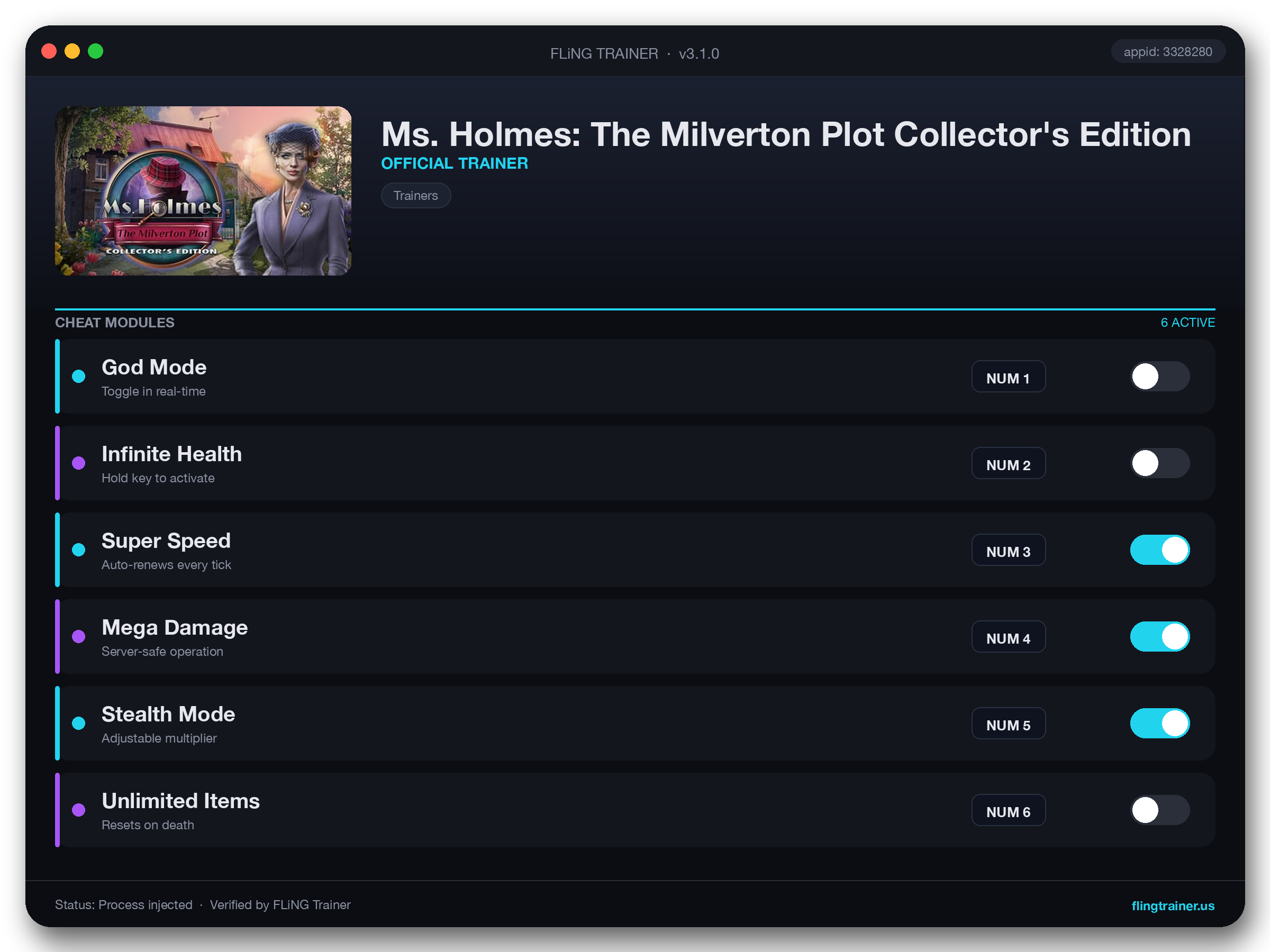 Ms. Holmes: The Milverton Plot Collector's Edition Trainer interface