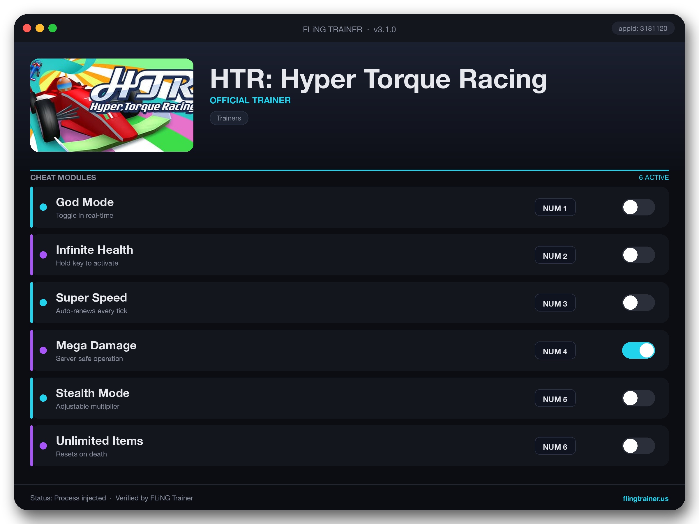 HTR: Hyper Torque Racing Trainer interface