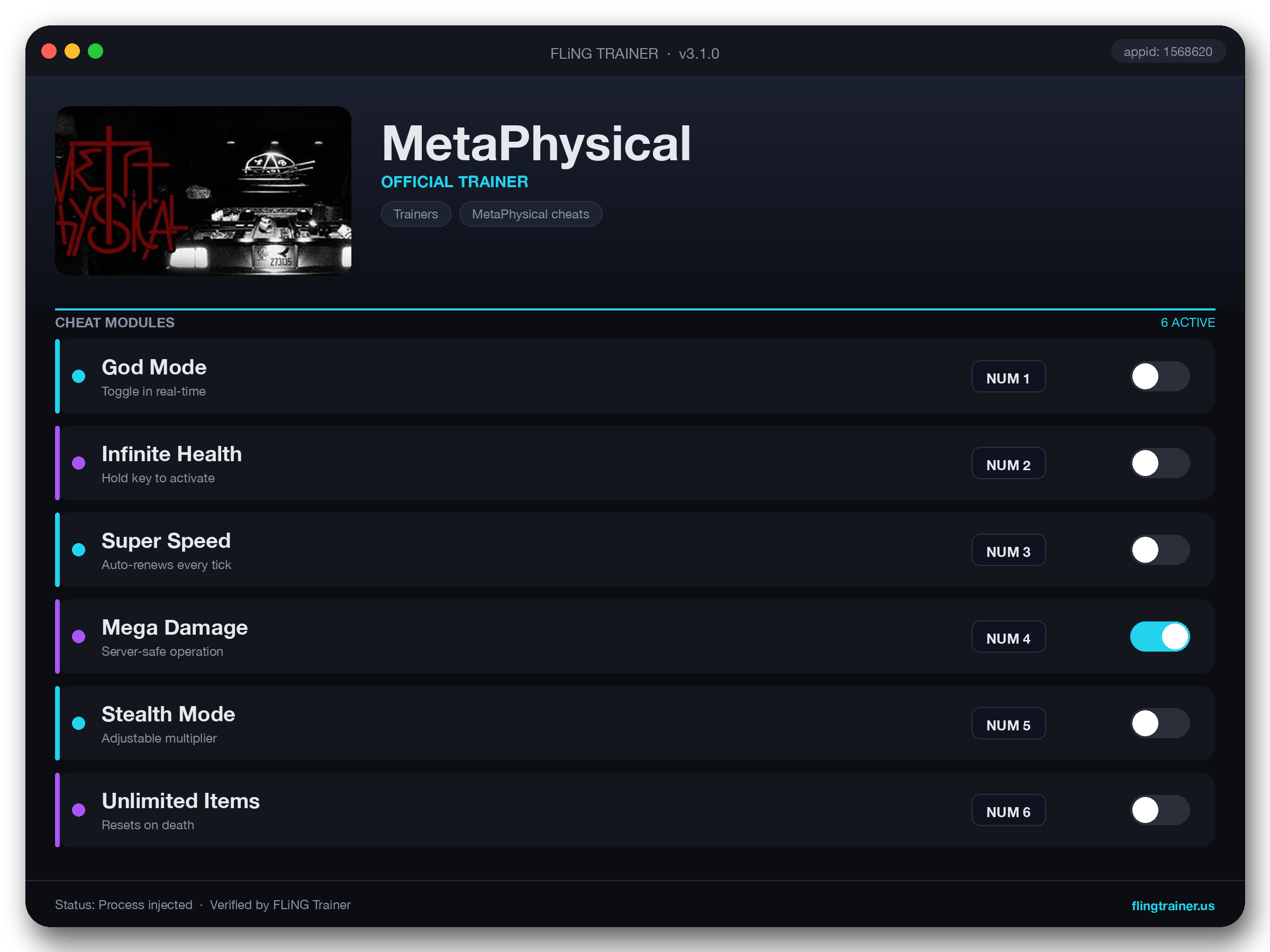 MetaPhysical Trainer interface