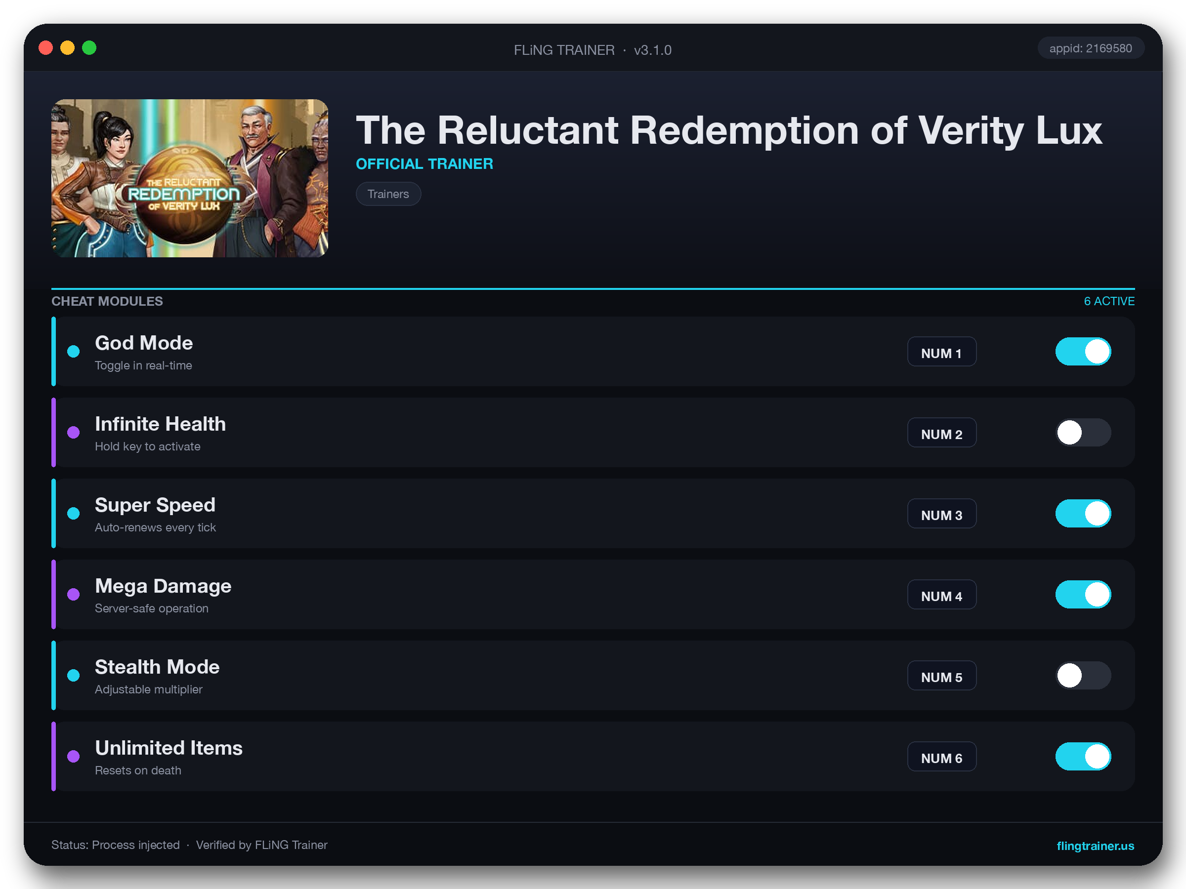 The Reluctant Redemption of Verity Lux Trainer interface