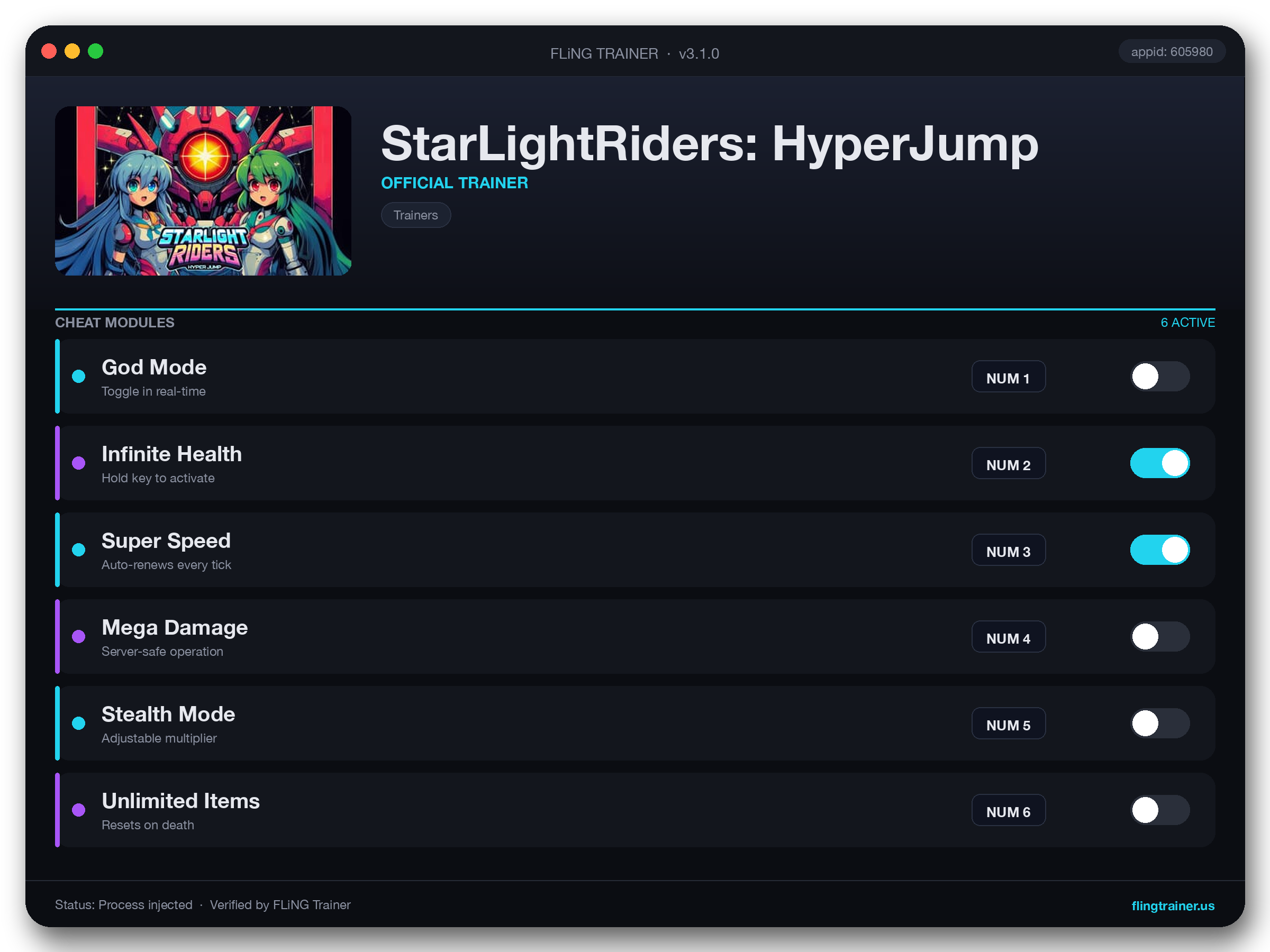 StarLightRiders: HyperJump Trainer interface