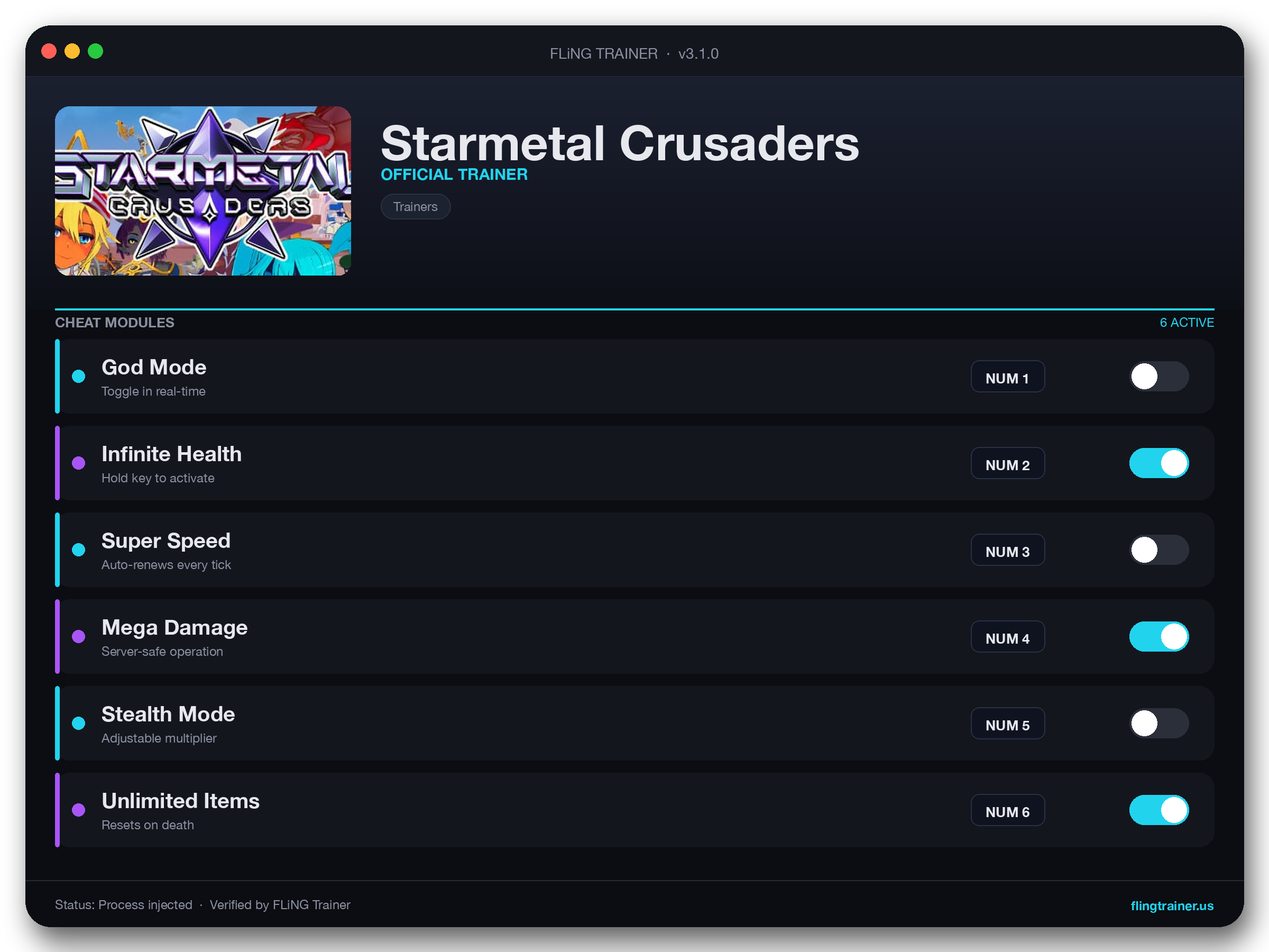 Starmetal Crusaders Trainer interface