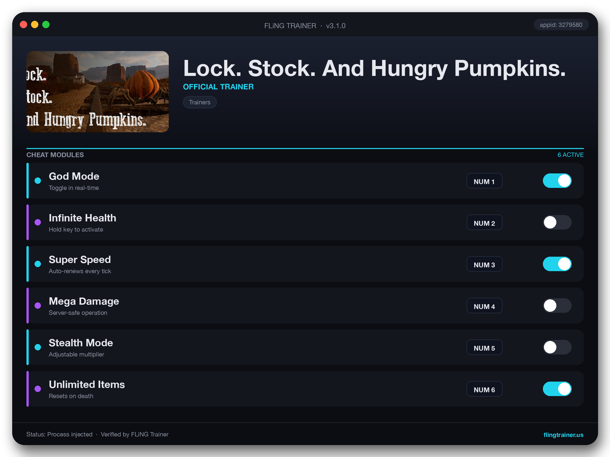 Lock. Stock. And Hungry Pumpkins. Trainer interface