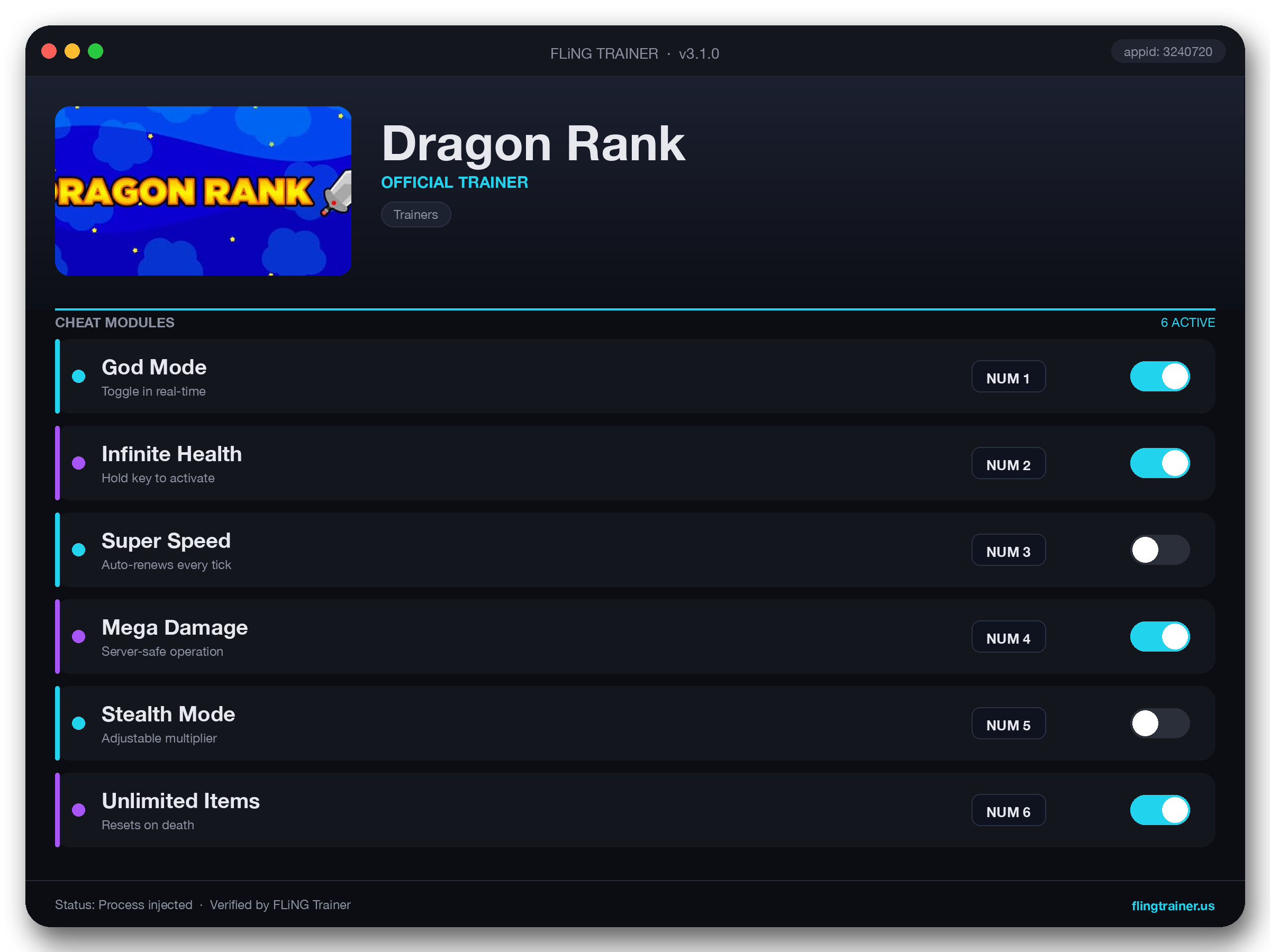 Dragon Rank Trainer interface