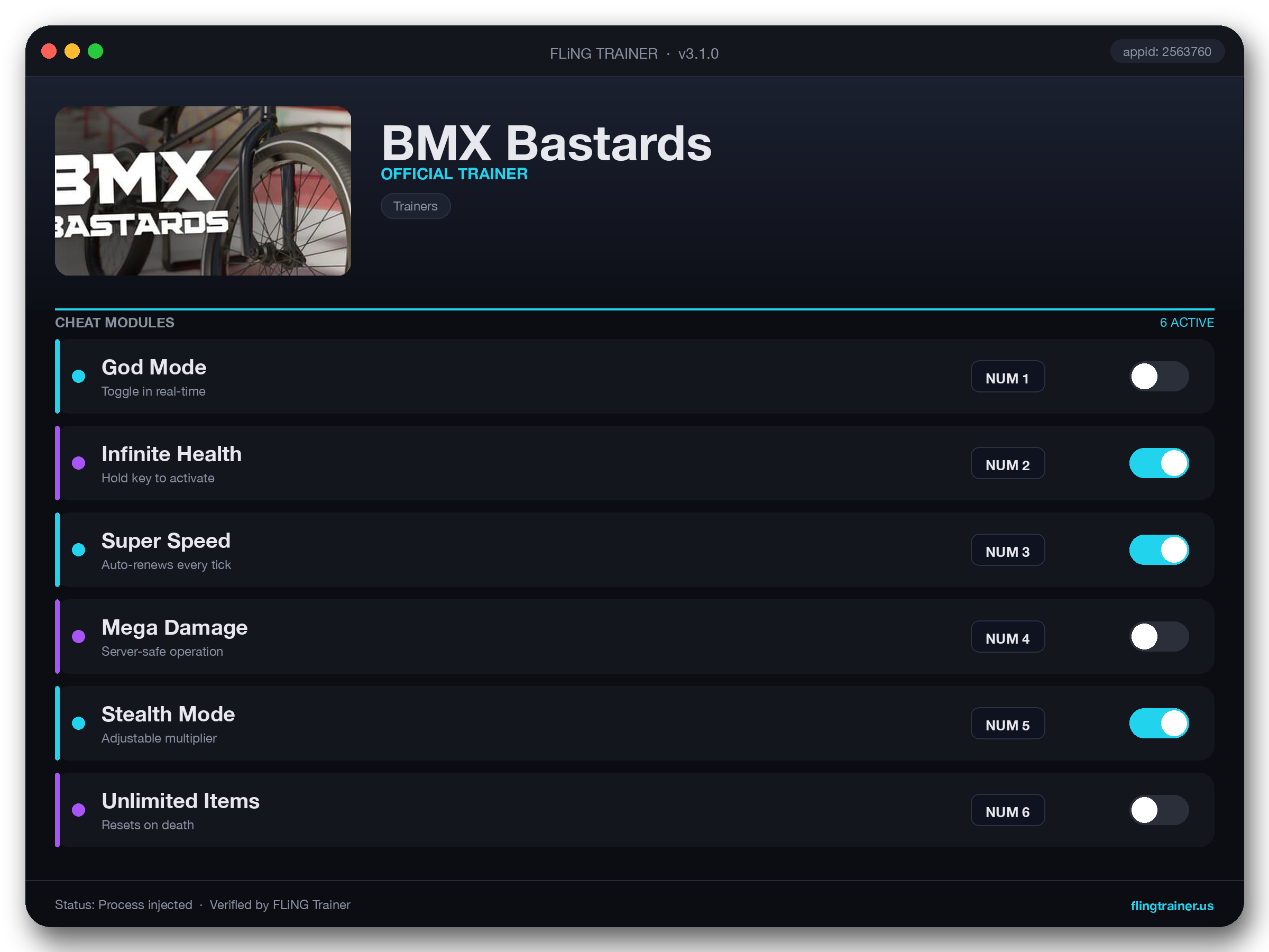 BMX Bastards Trainer interface