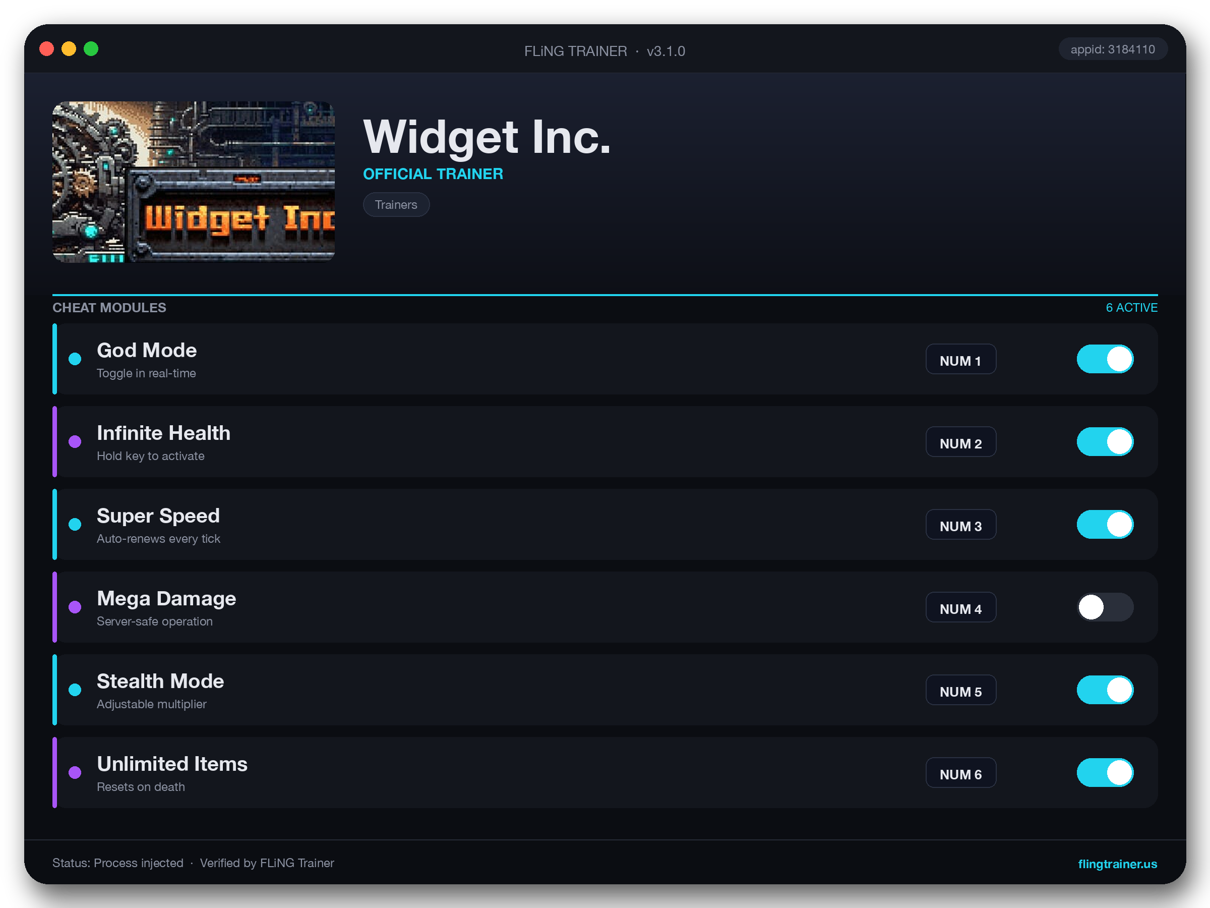 Widget Inc. Trainer interface