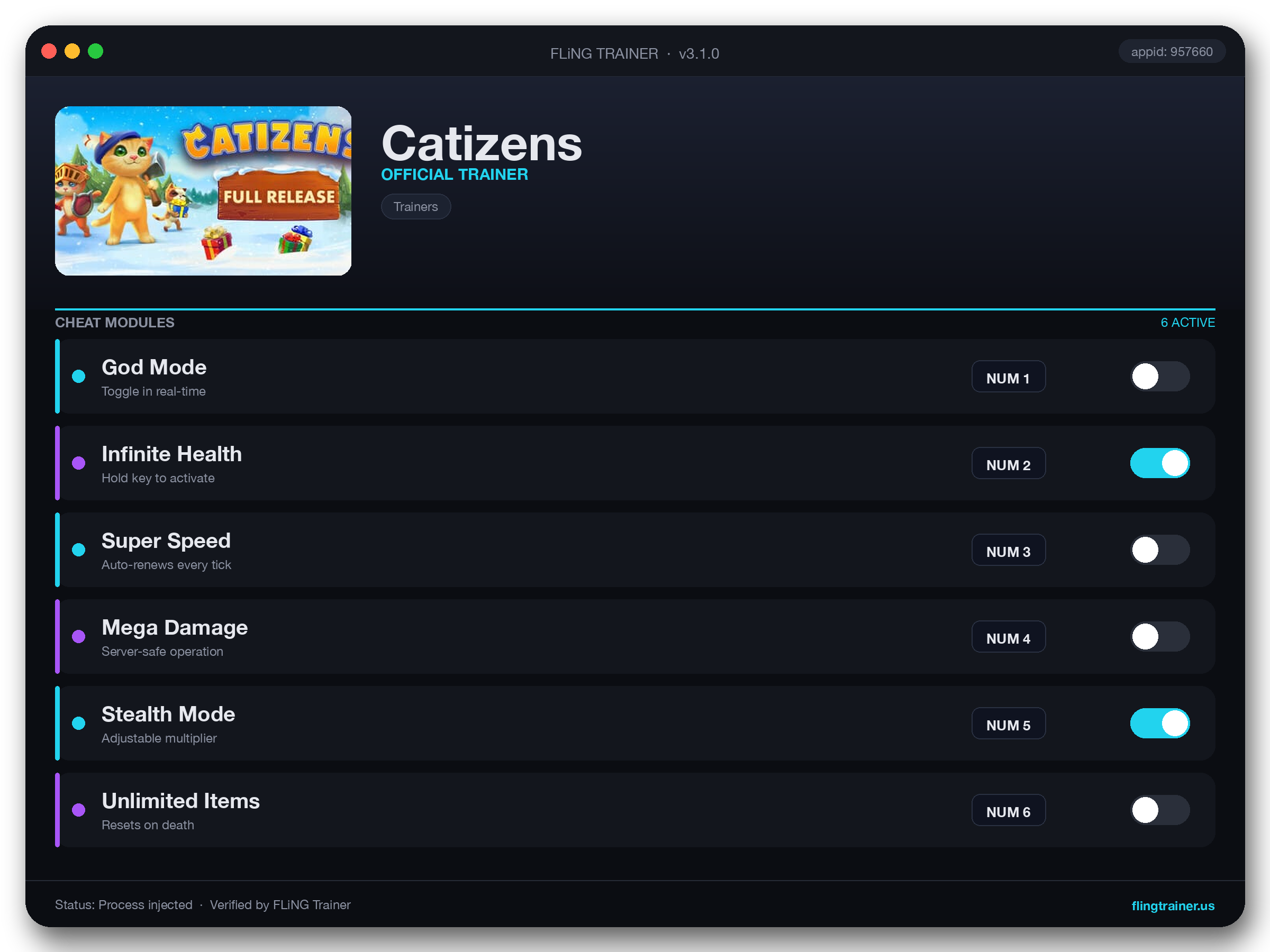 Catizens Trainer interface