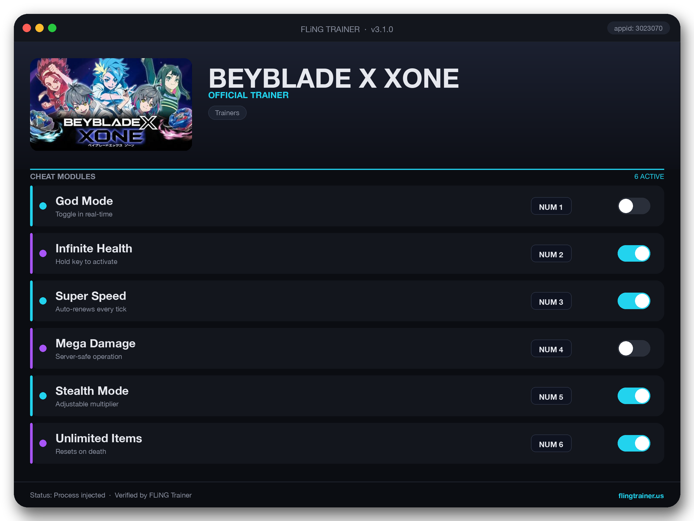 BEYBLADE X XONE Trainer interface