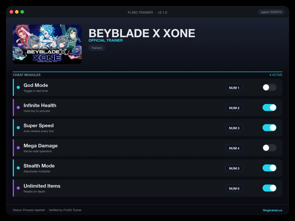 BEYBLADE X XONE Trainer interface