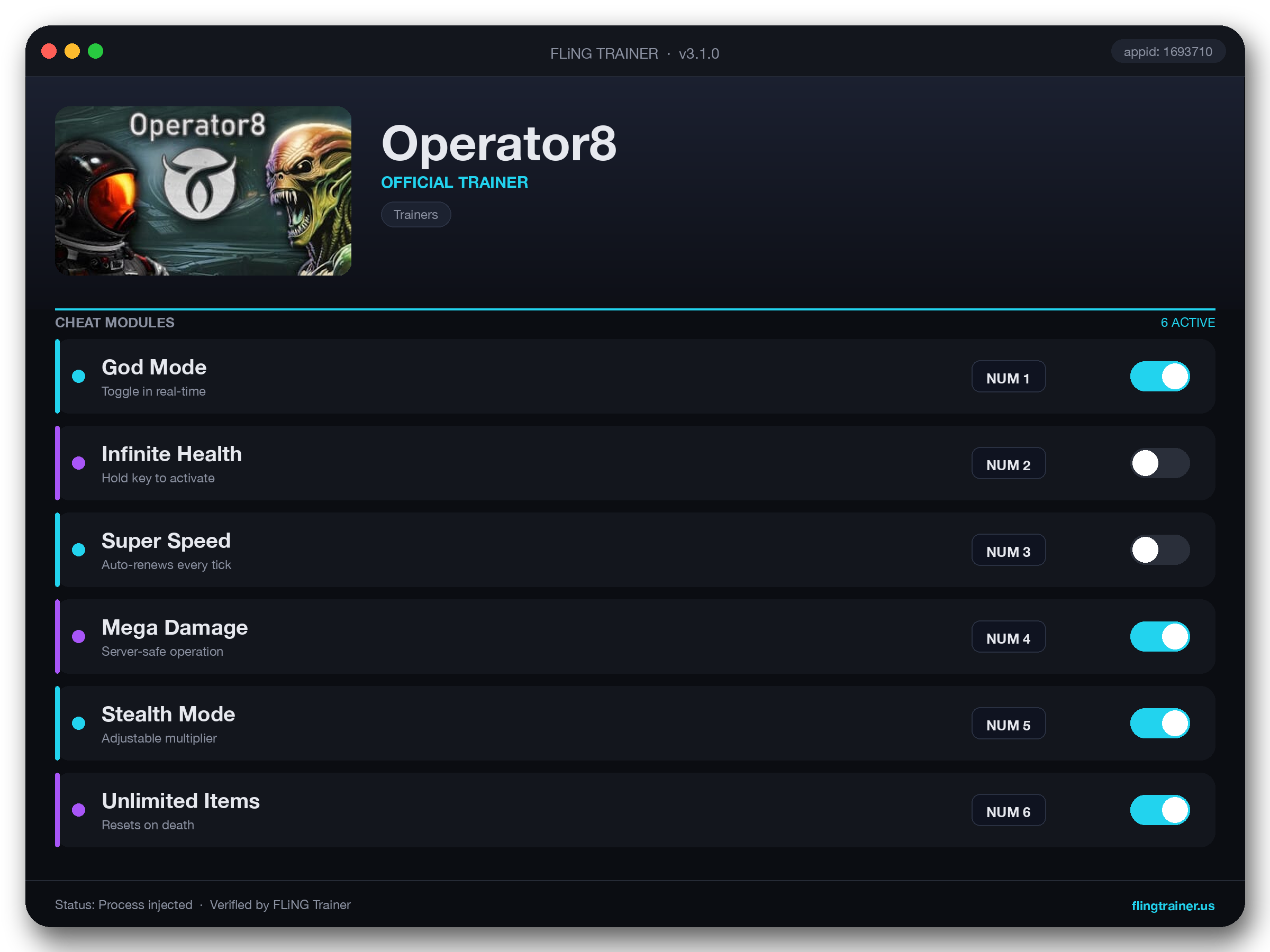 Operator8 Trainer interface