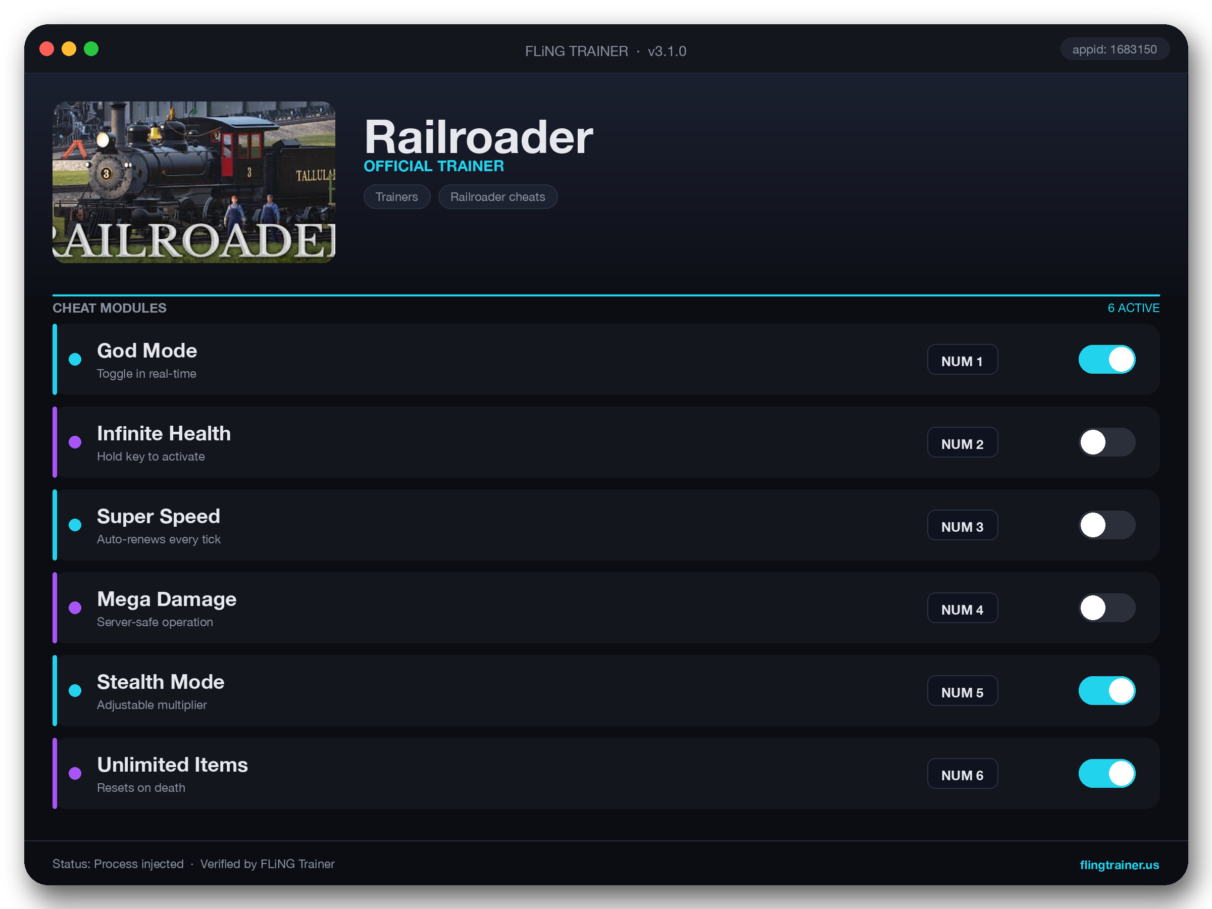 Railroader Trainer interface