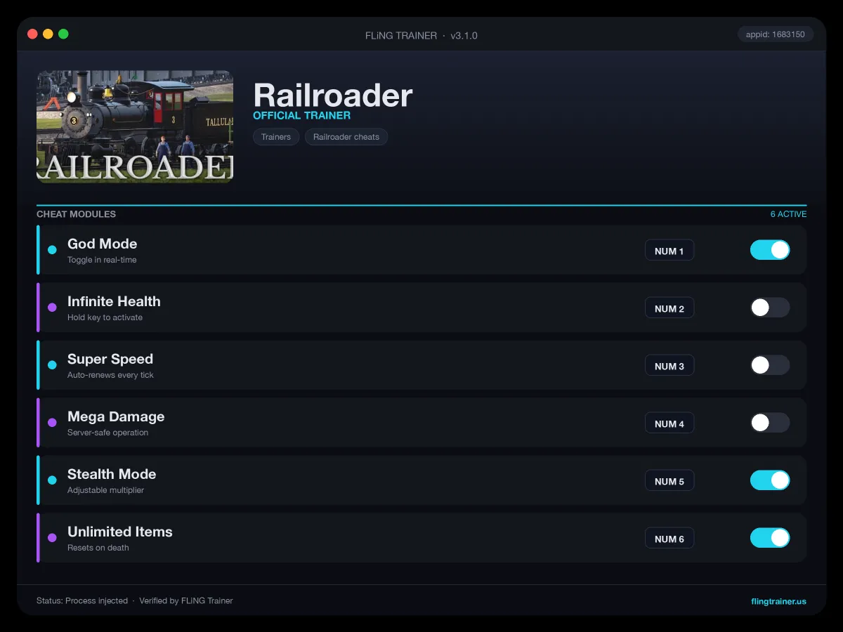 Railroader Trainer interface