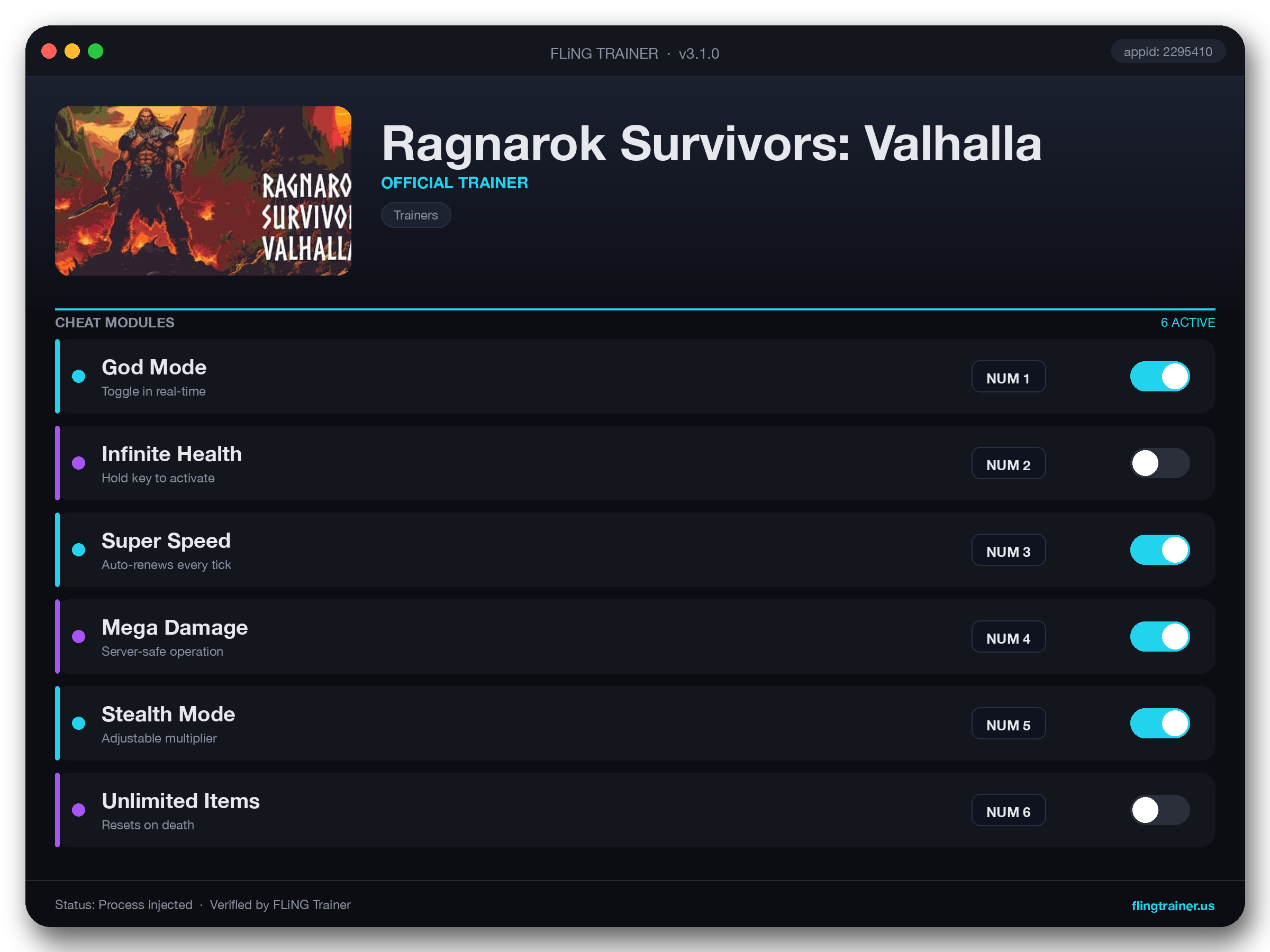Ragnarok Survivors: Valhalla Trainer interface