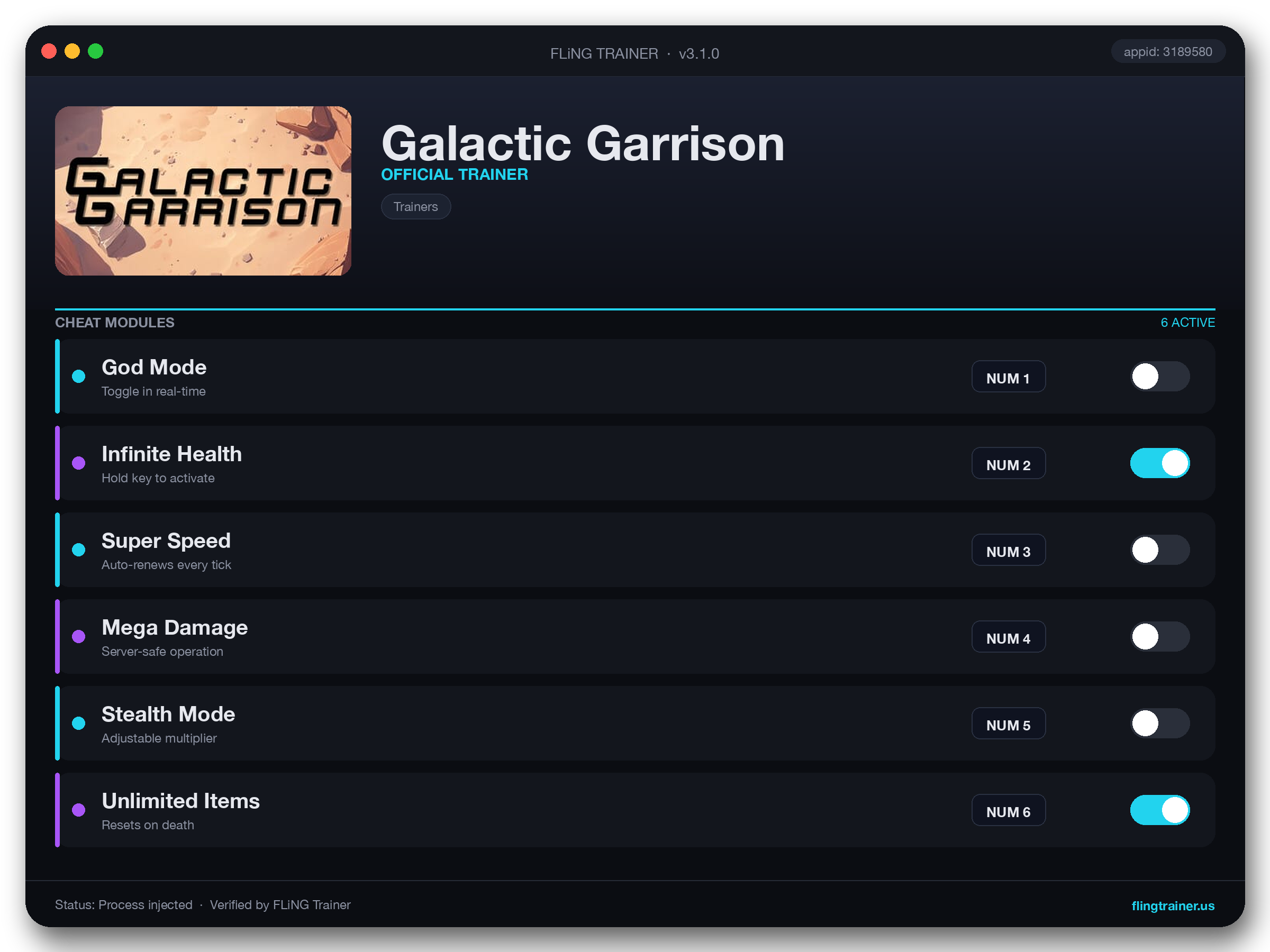 Galactic Garrison Trainer interface