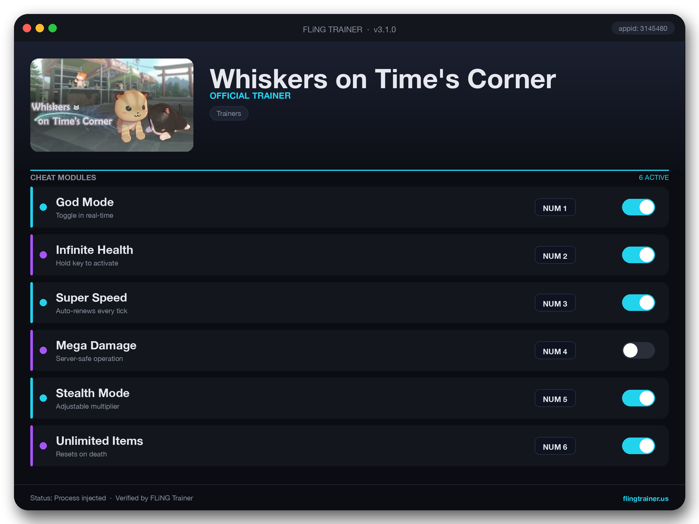 Whiskers on Time's Corner Trainer interface