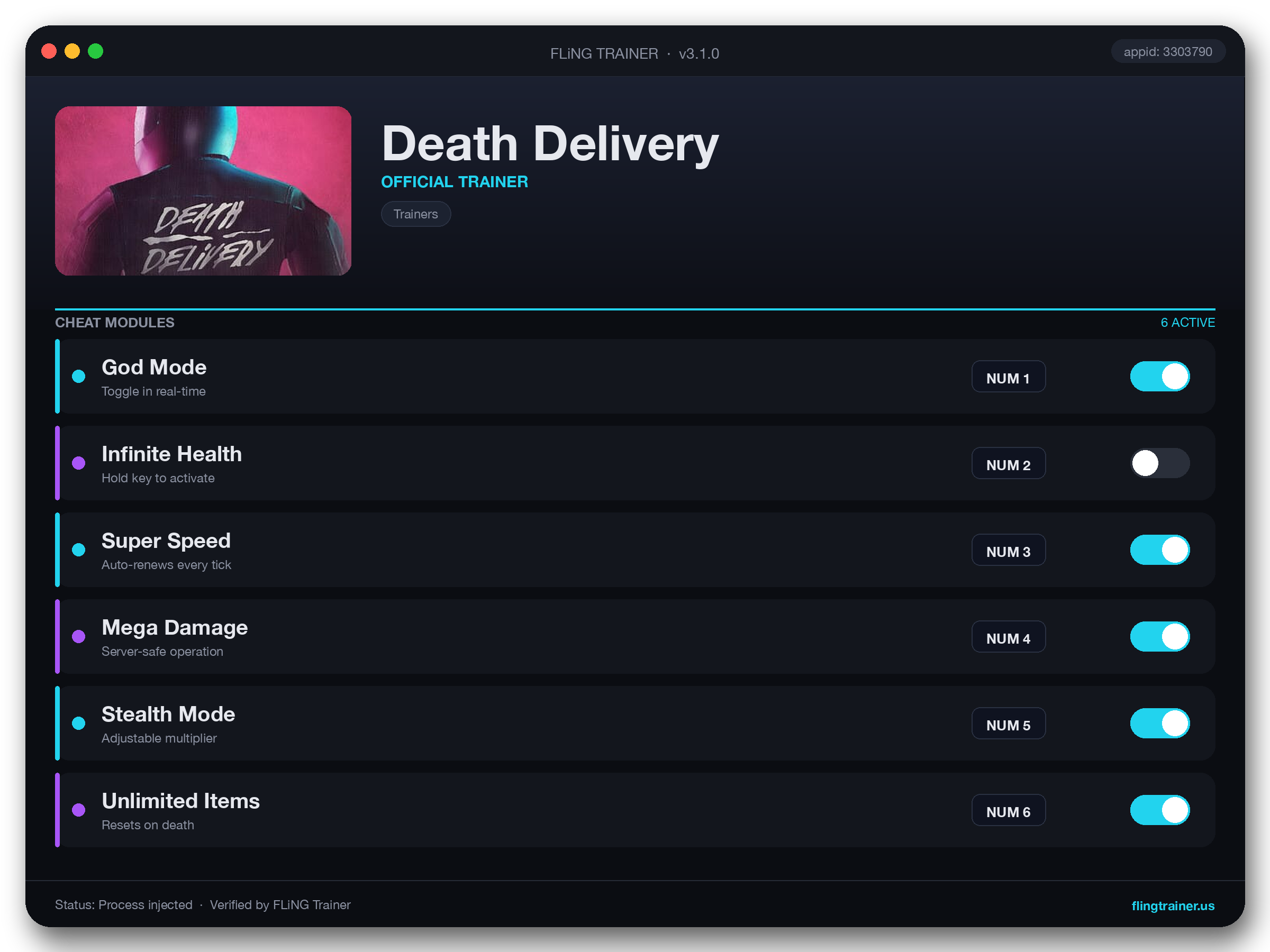 Death Delivery Trainer interface