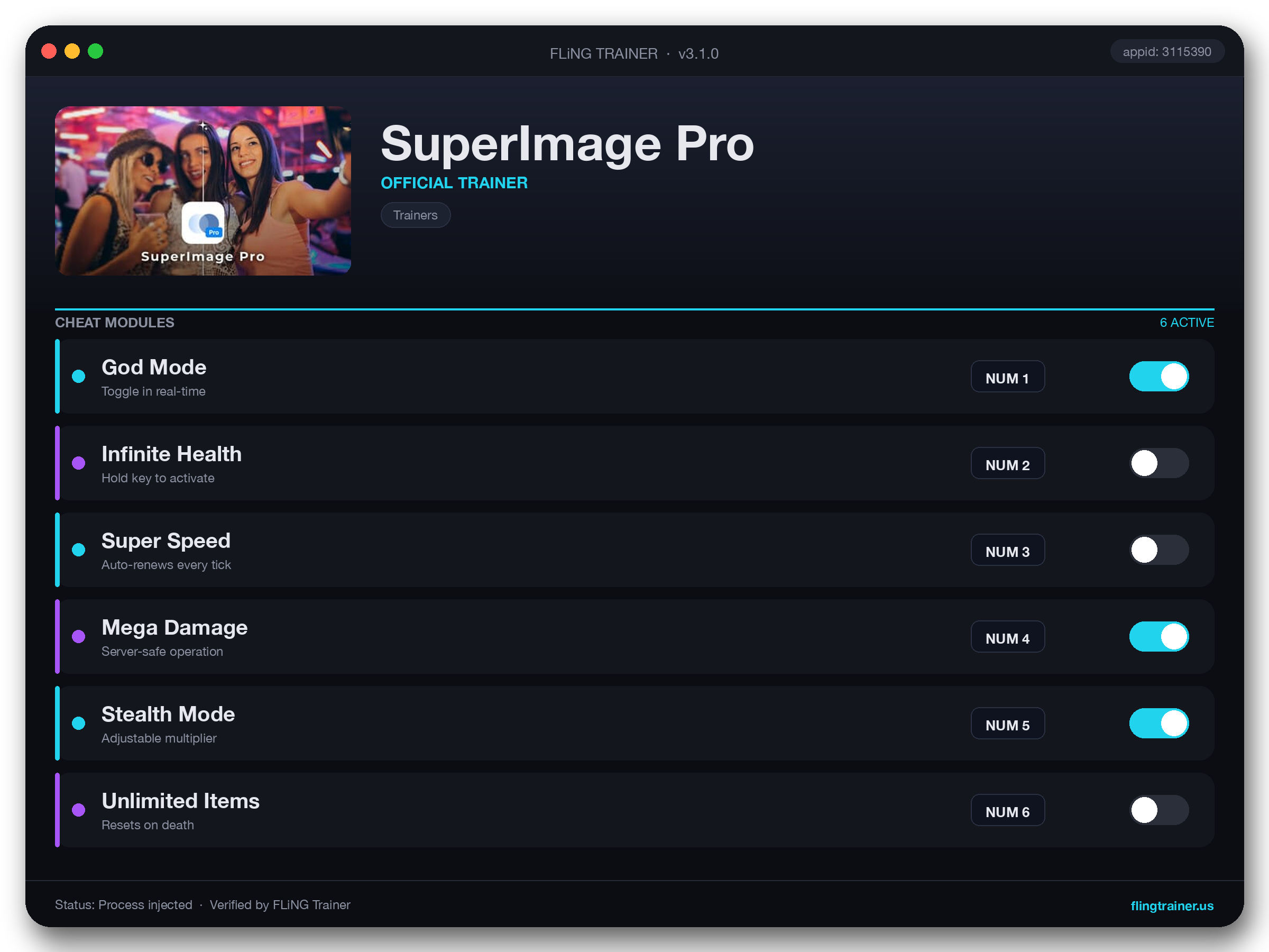 SuperImage Pro Trainer interface