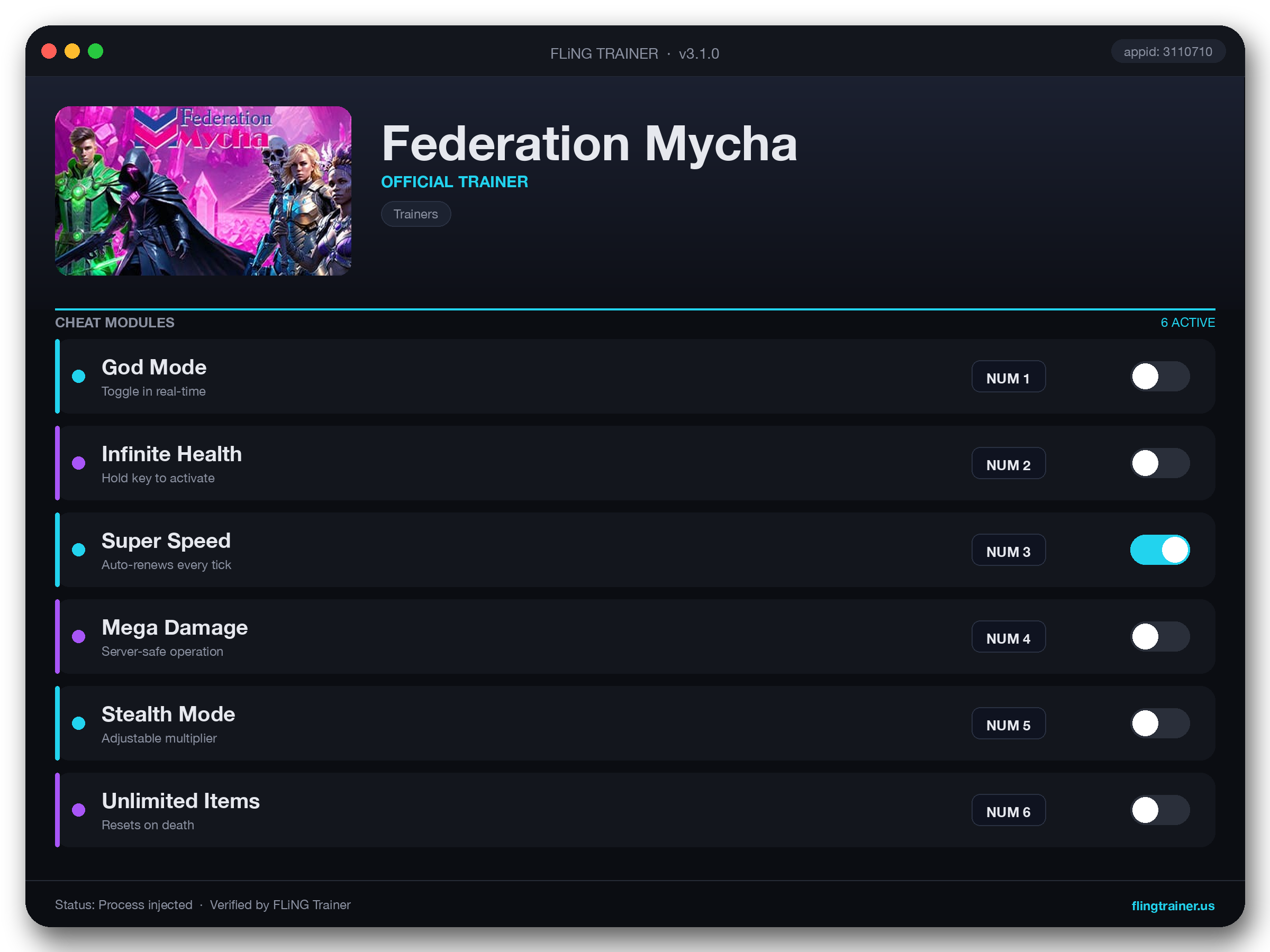 Federation Mycha Trainer interface
