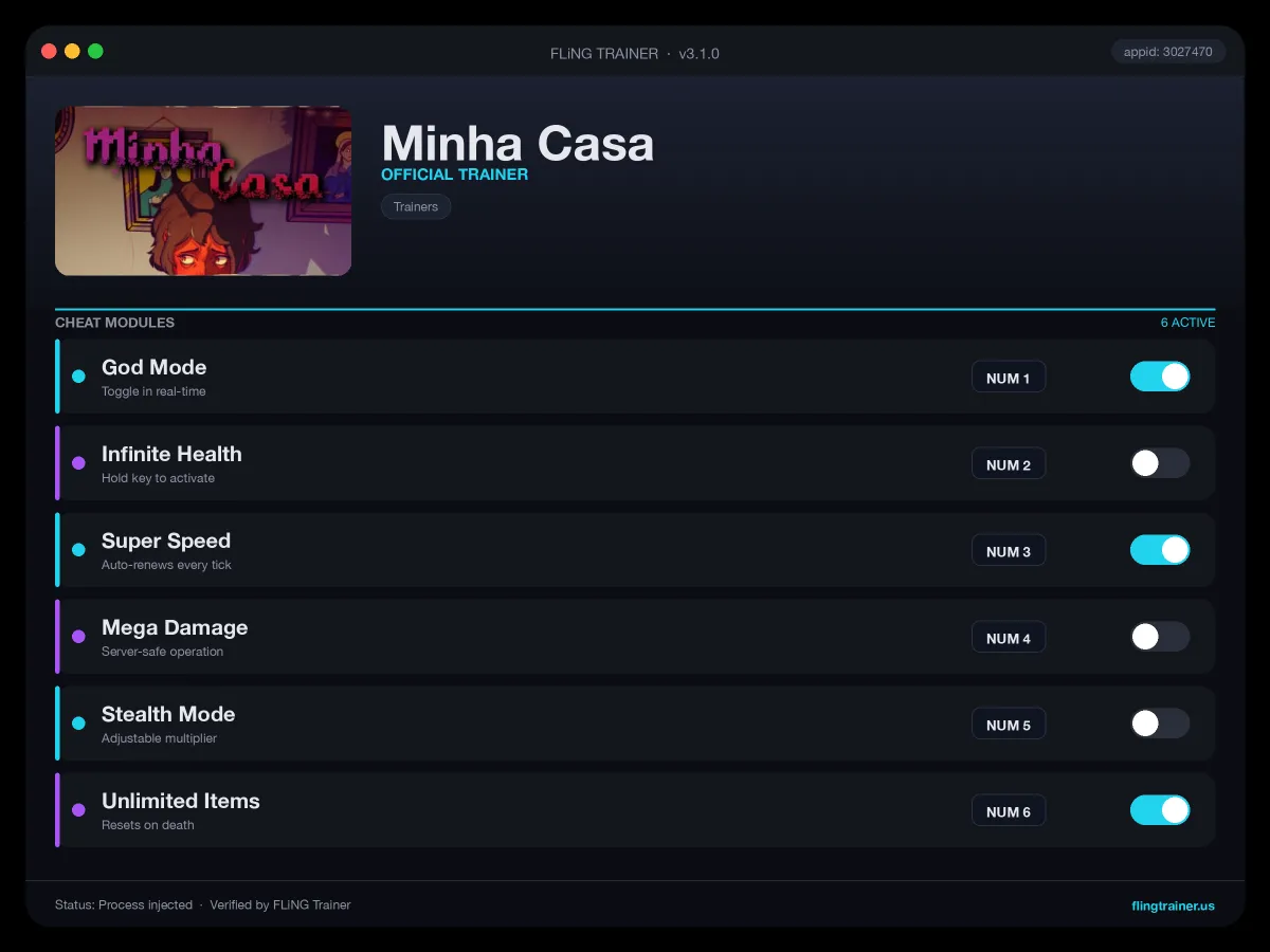Minha Casa Trainer interface