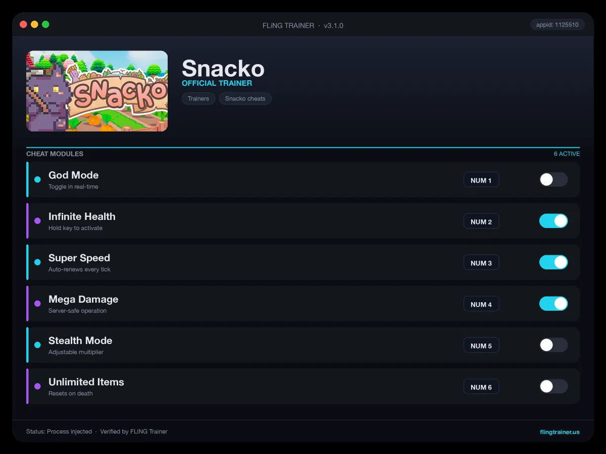 Snacko Trainer interface