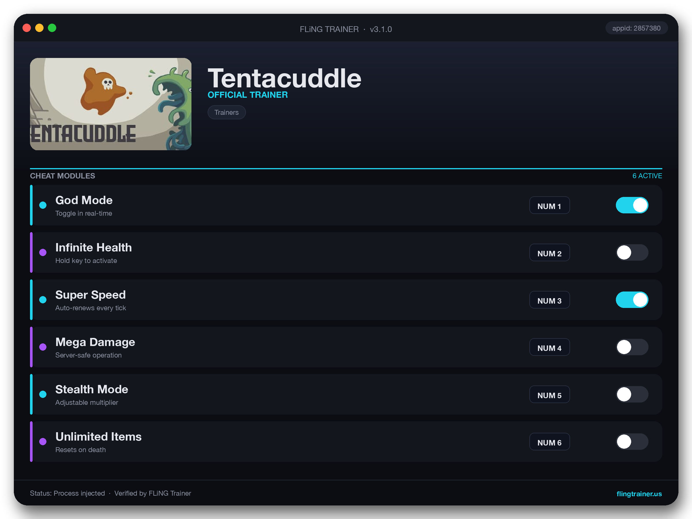 Tentacuddle Trainer interface