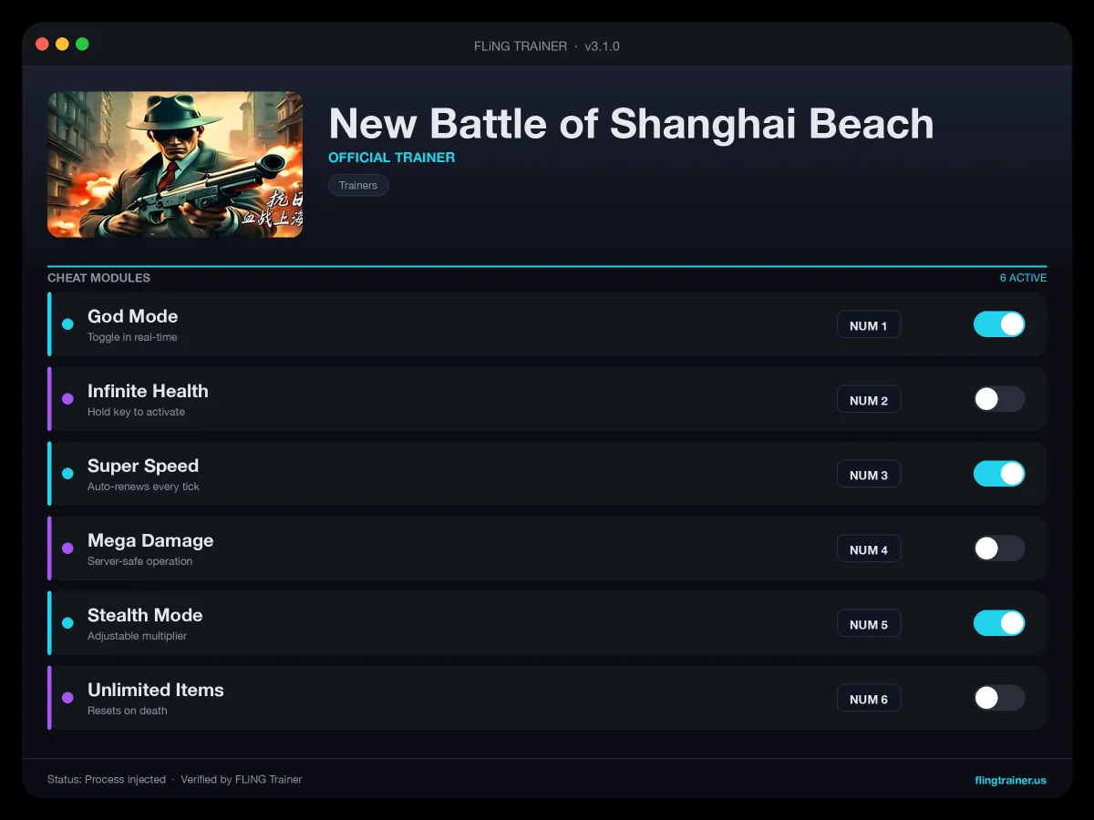 New Battle of Shanghai Beach Trainer interface