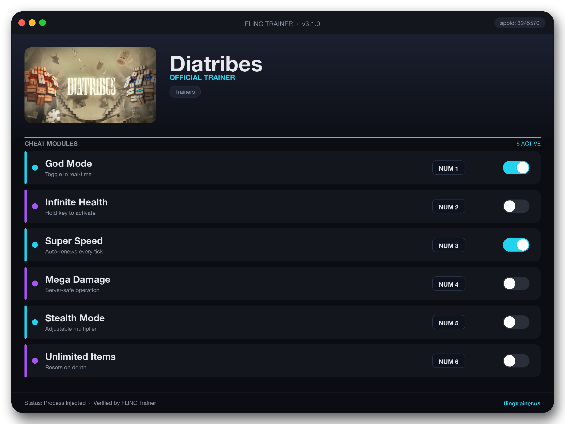 Diatribes Trainer interface
