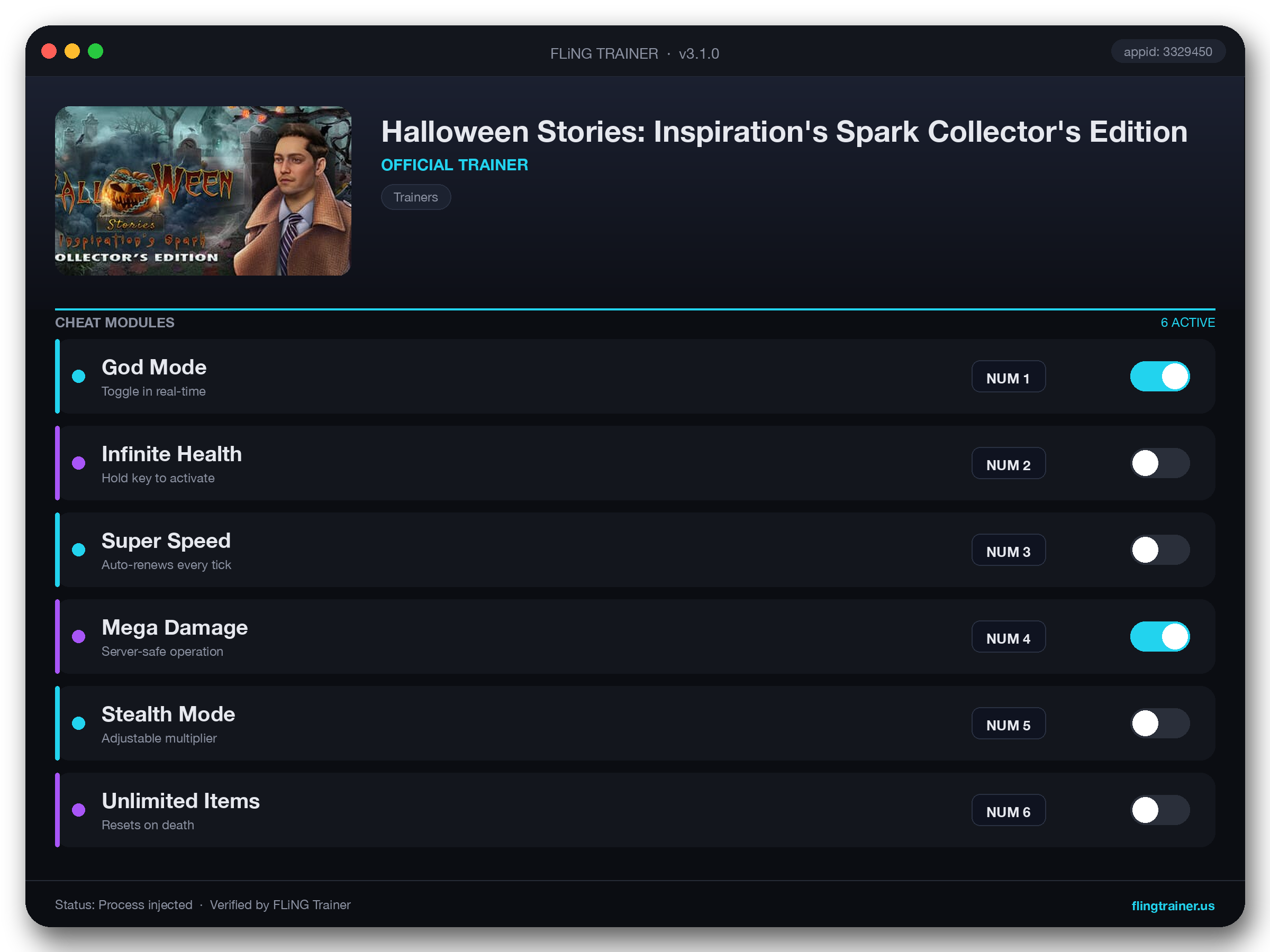 Halloween Stories: Inspiration's Spark Collector's Edition Trainer interface