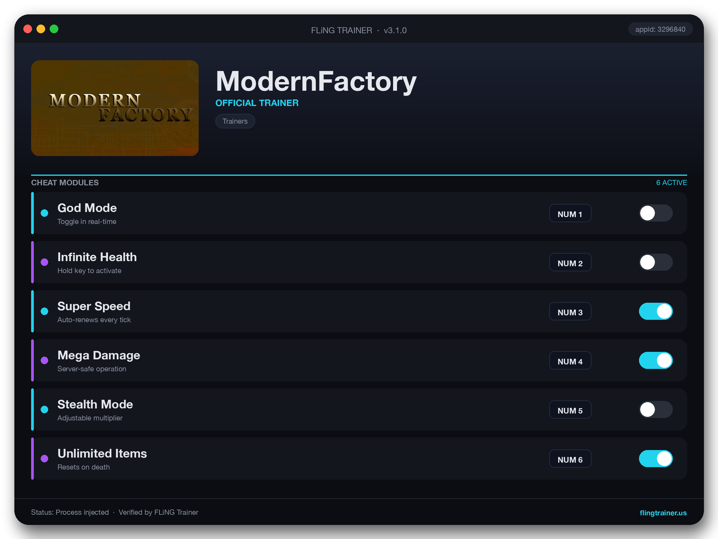 ModernFactory Trainer interface