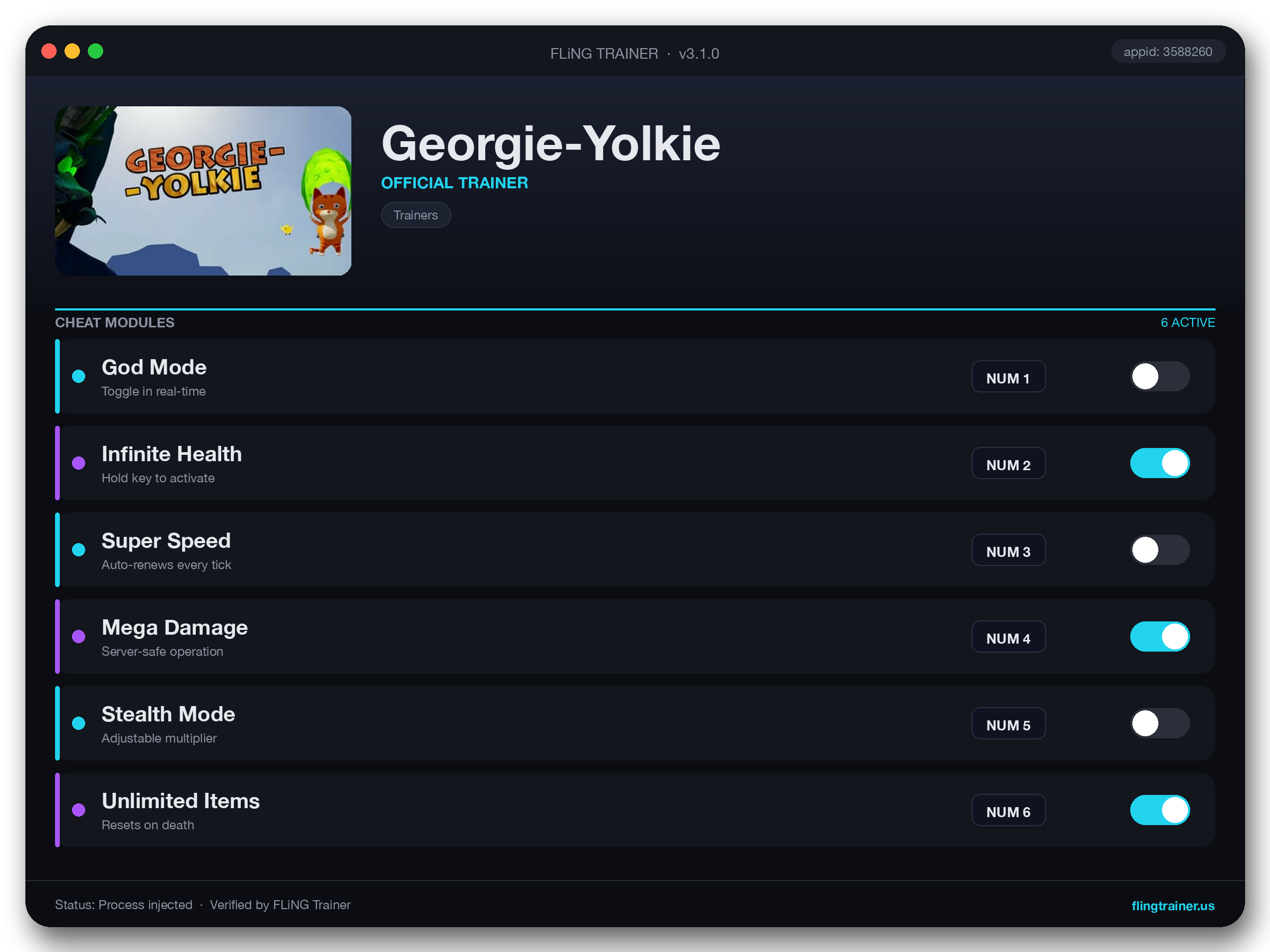 Georgie-Yolkie Trainer interface